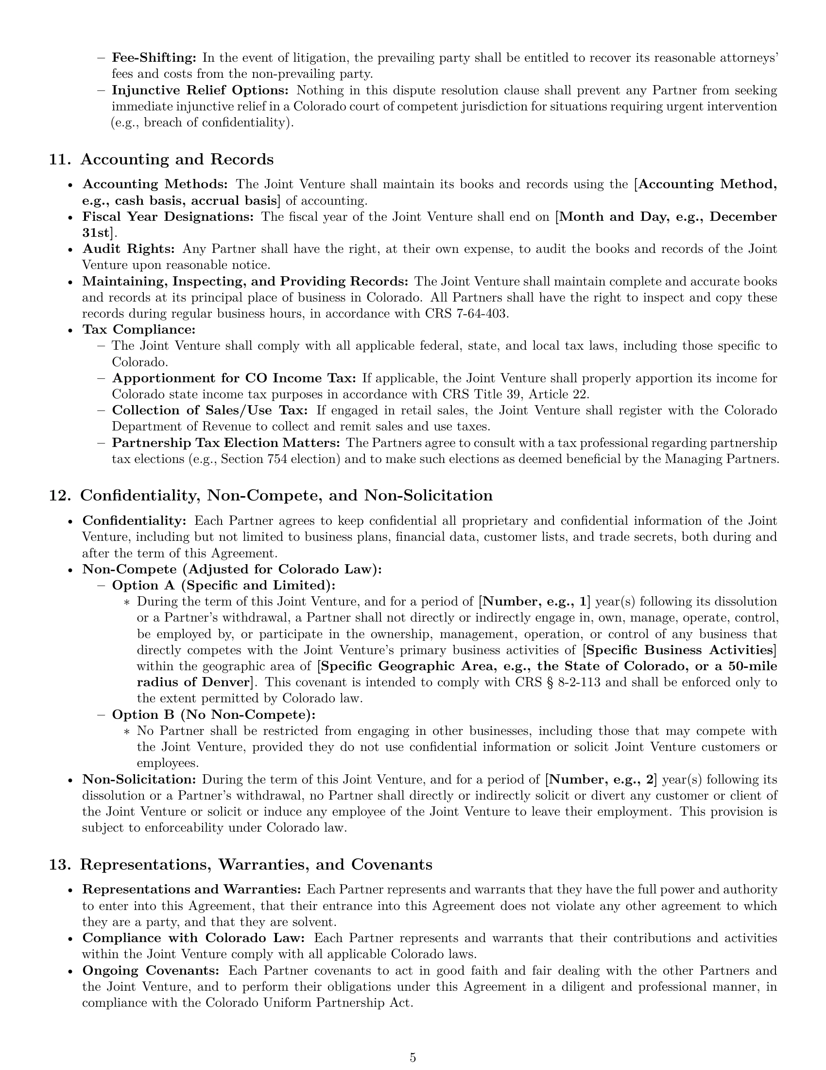 Preview page 5 of Pro Colorado joint venture agreement template