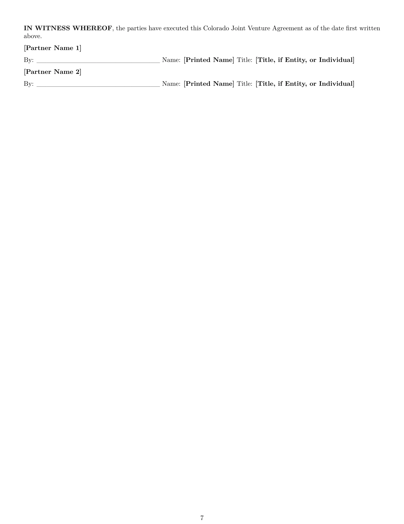 Preview page 7 of Pro Colorado joint venture agreement template