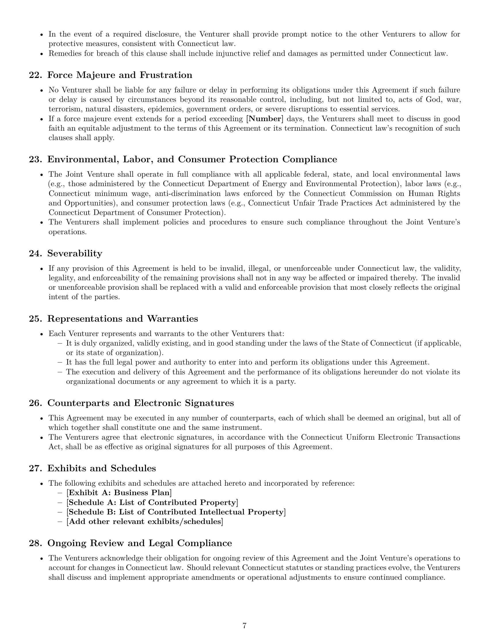 Preview page 7 of Pro Connecticut joint venture agreement template