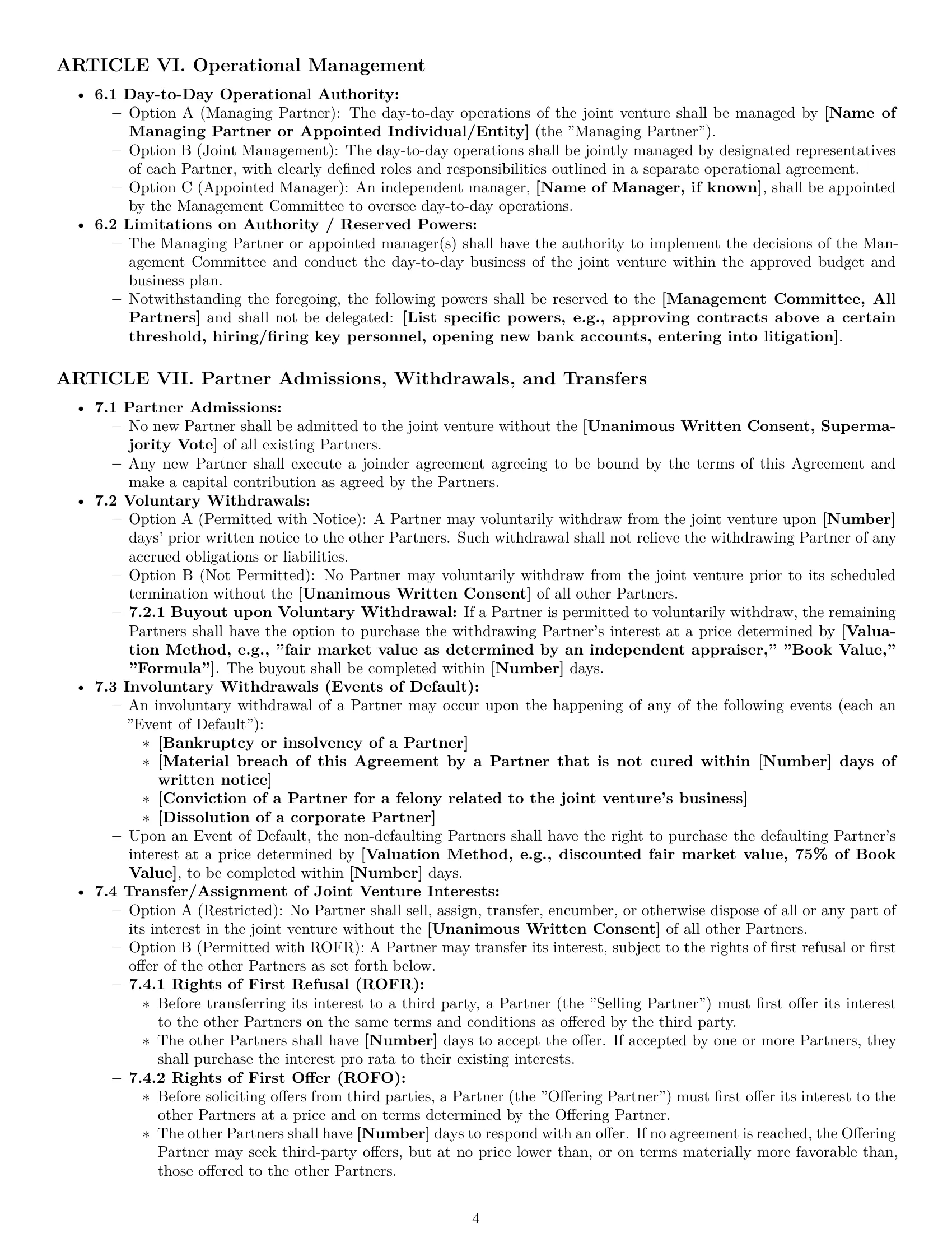 Preview page 4 of Pro Delaware joint venture agreement template