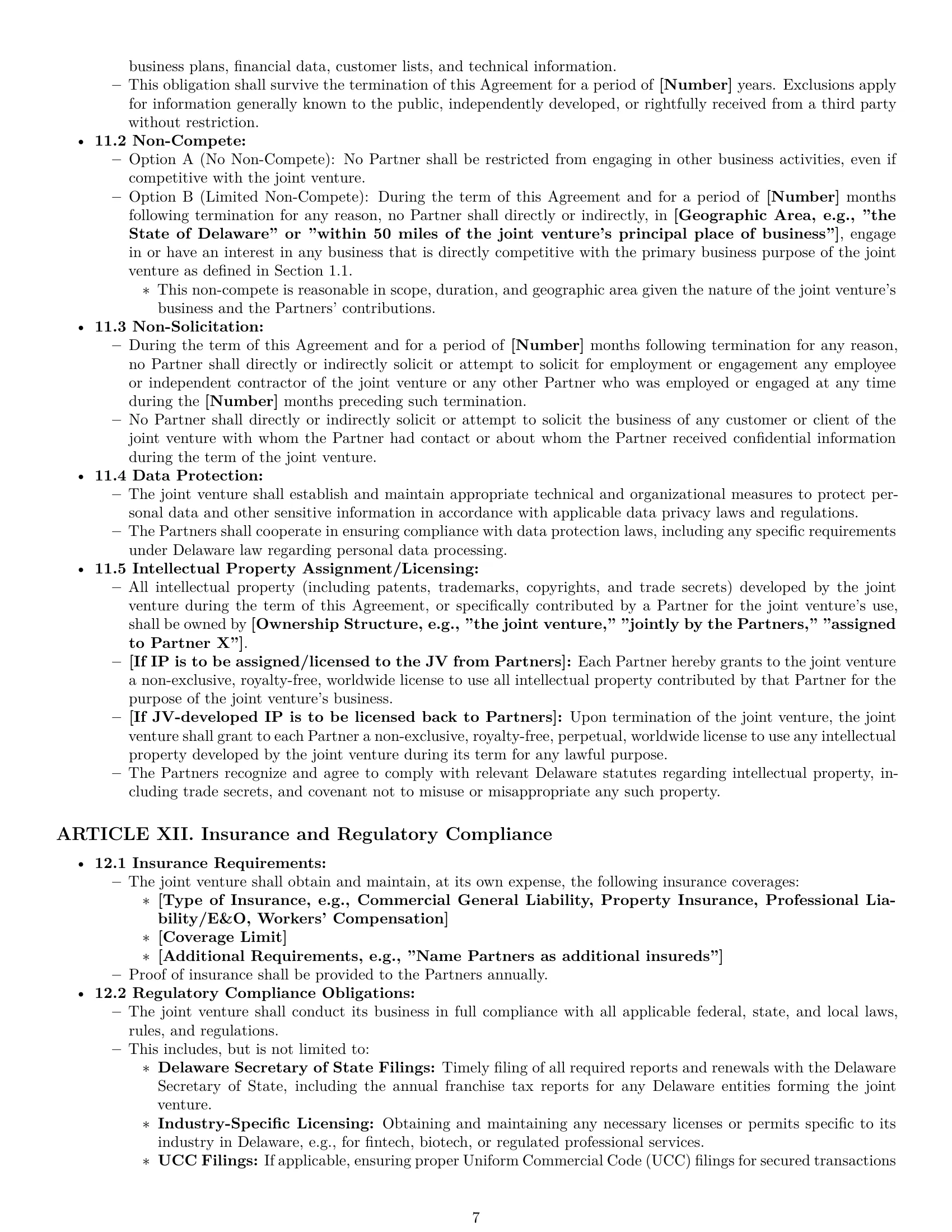 Preview page 7 of Pro Delaware joint venture agreement template