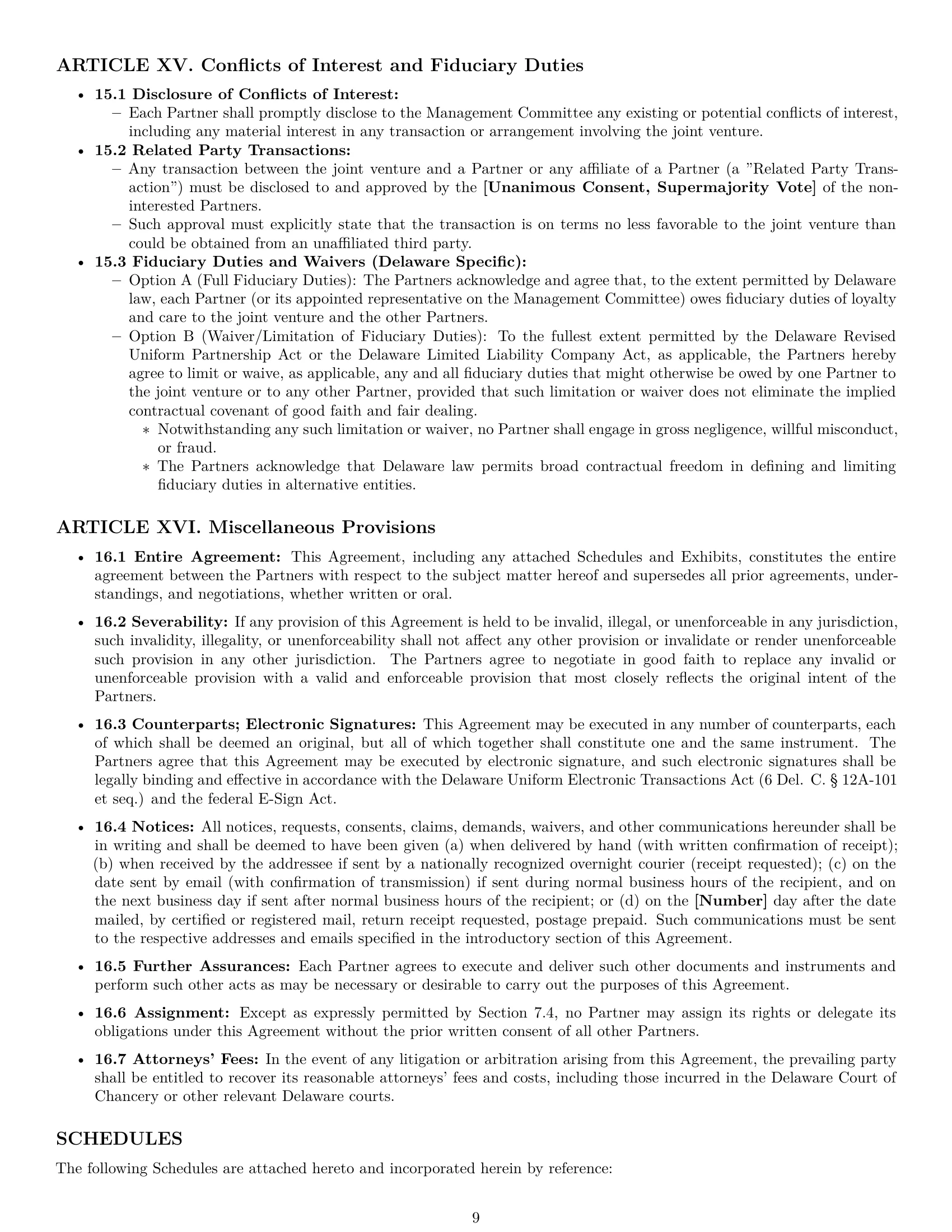 Preview page 9 of Pro Delaware joint venture agreement template