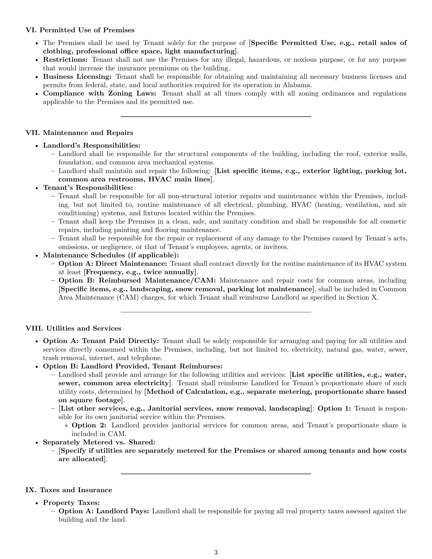 Preview page 3 of Pro Alabama commercial lease agreement template