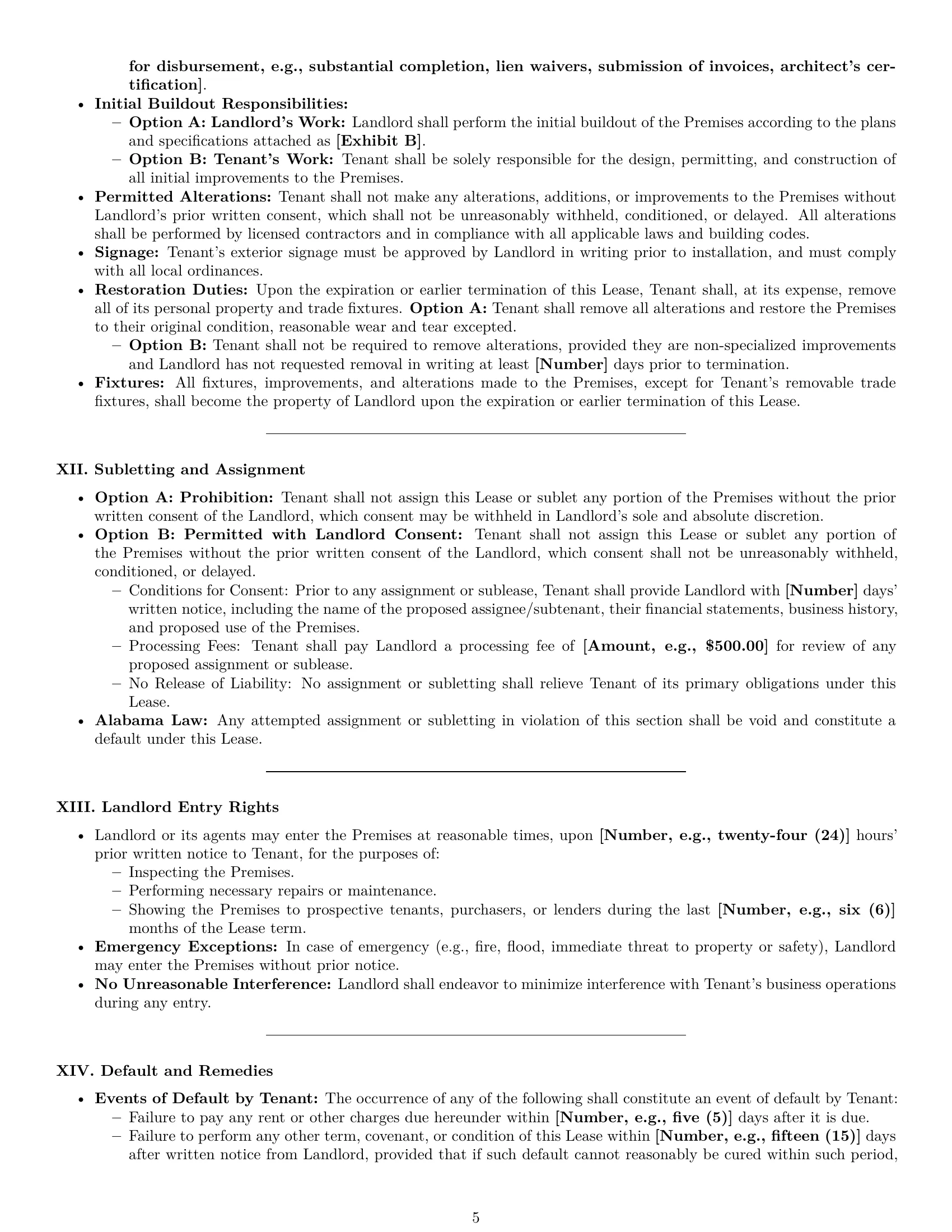 Preview page 5 of Pro Alabama commercial lease agreement template