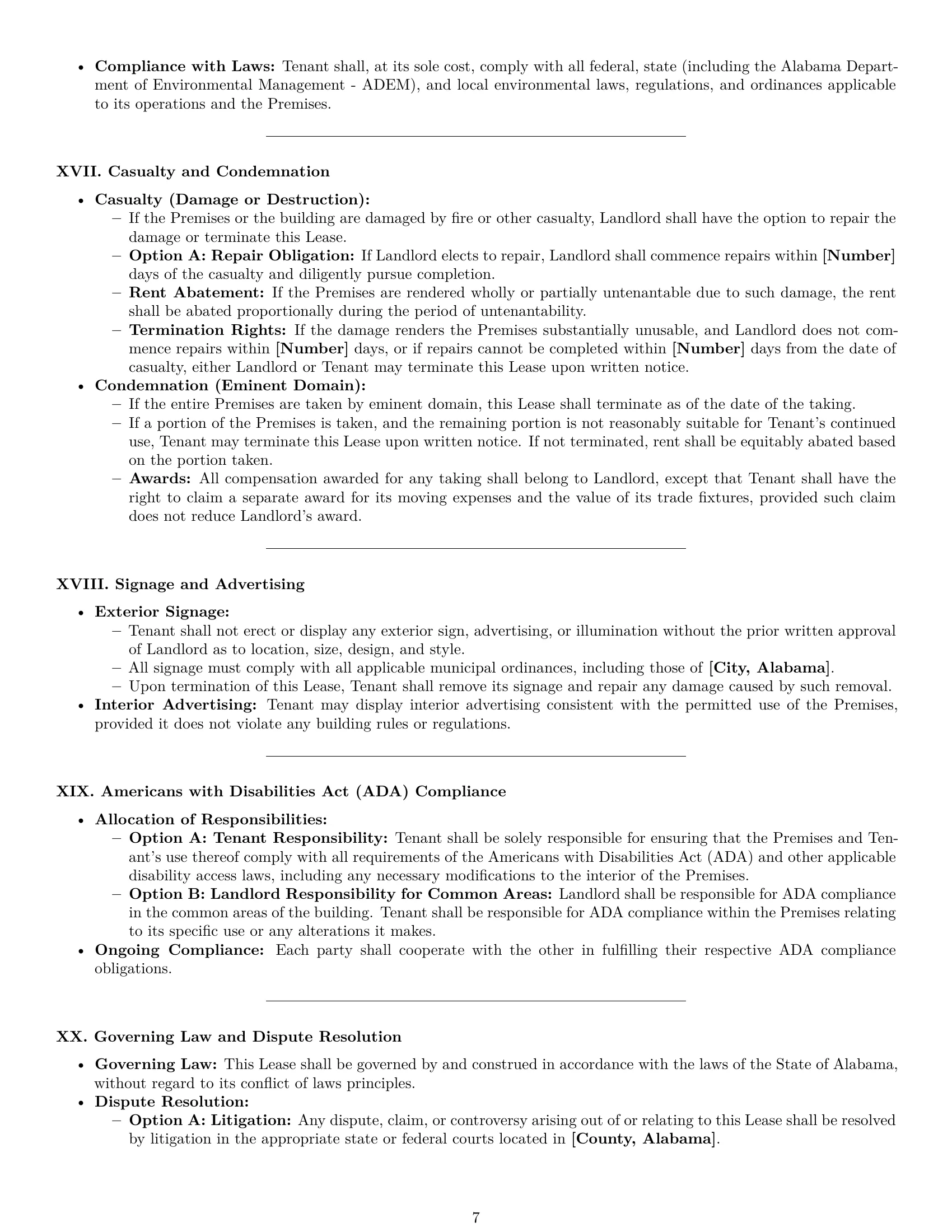 Preview page 7 of Pro Alabama commercial lease agreement template