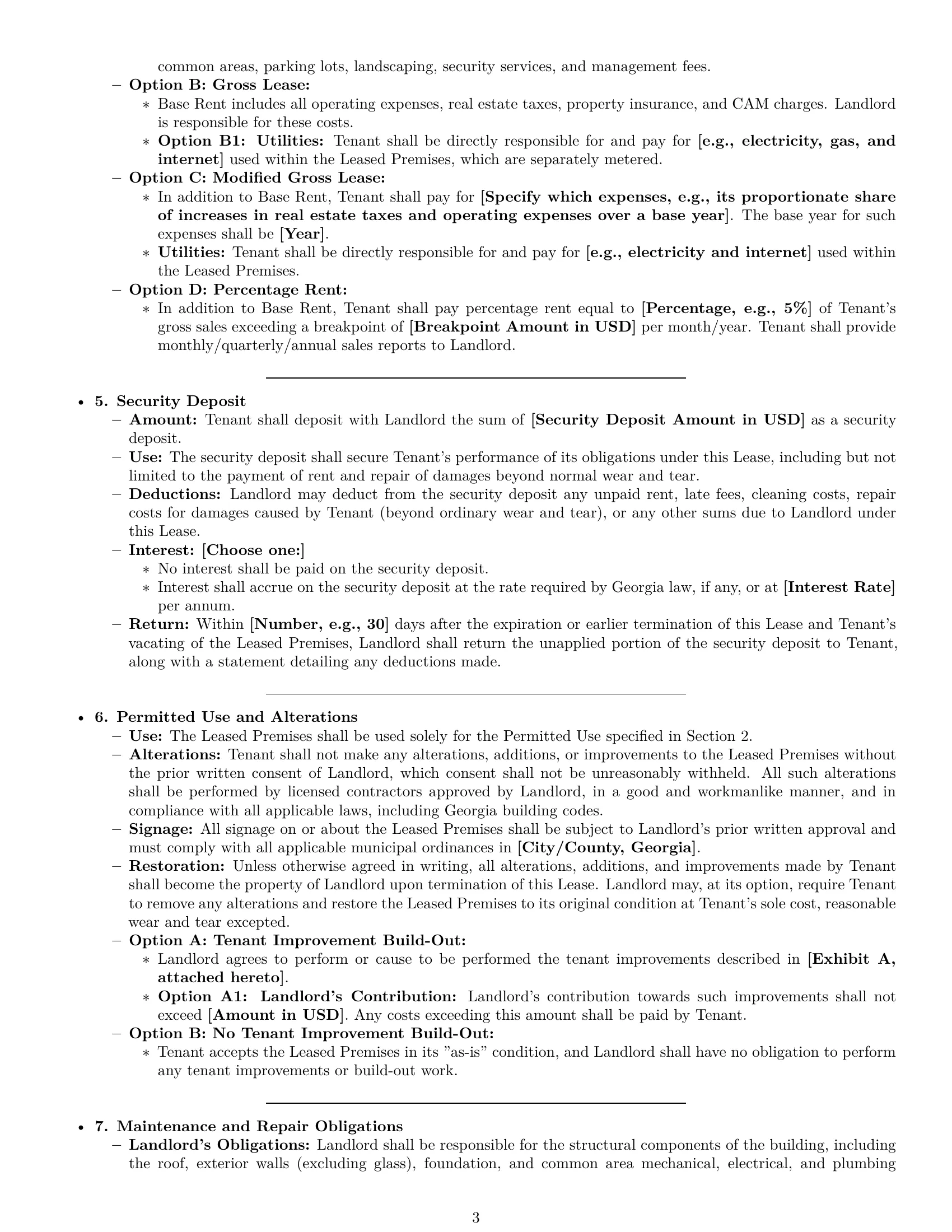 Preview page 3 of Pro Georgia commercial lease agreement template