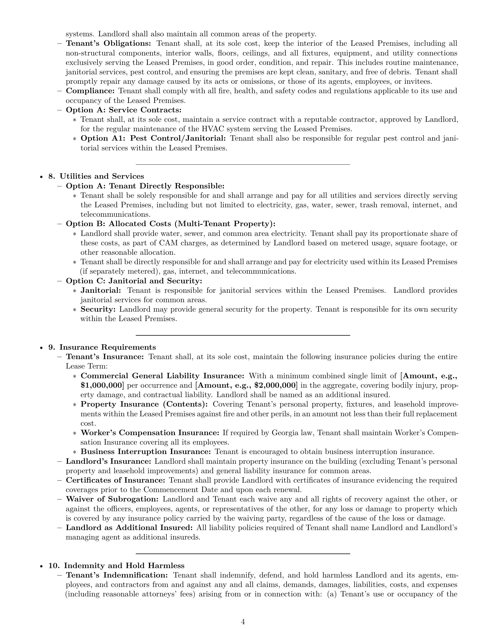 Preview page 4 of Pro Georgia commercial lease agreement template