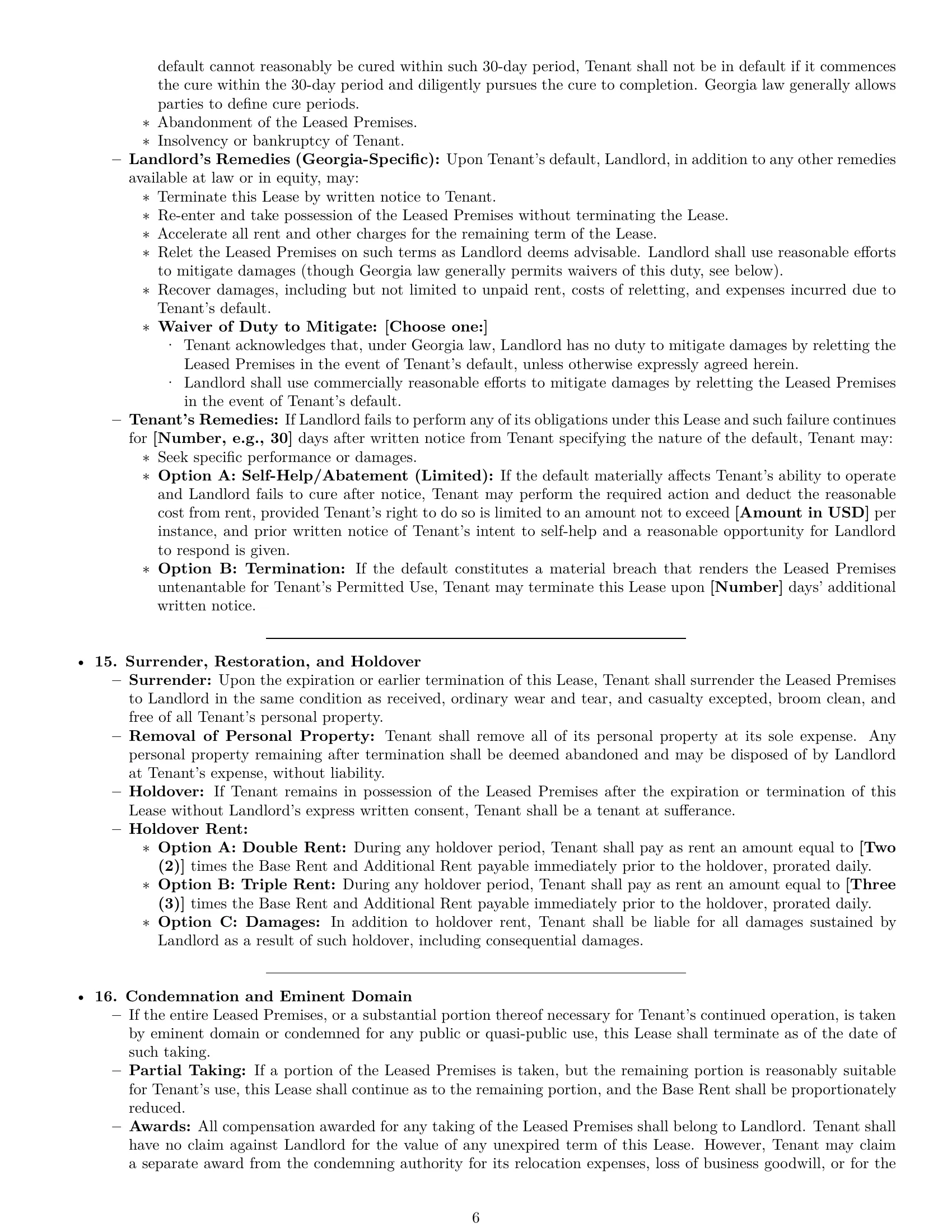 Preview page 6 of Pro Georgia commercial lease agreement template