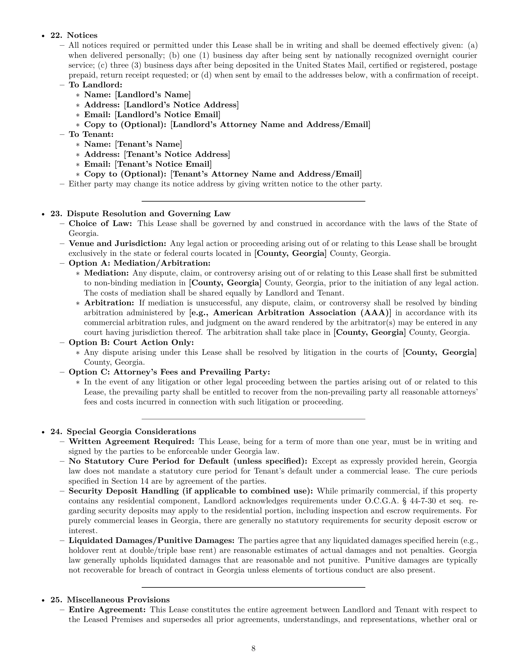 Preview page 8 of Pro Georgia commercial lease agreement template