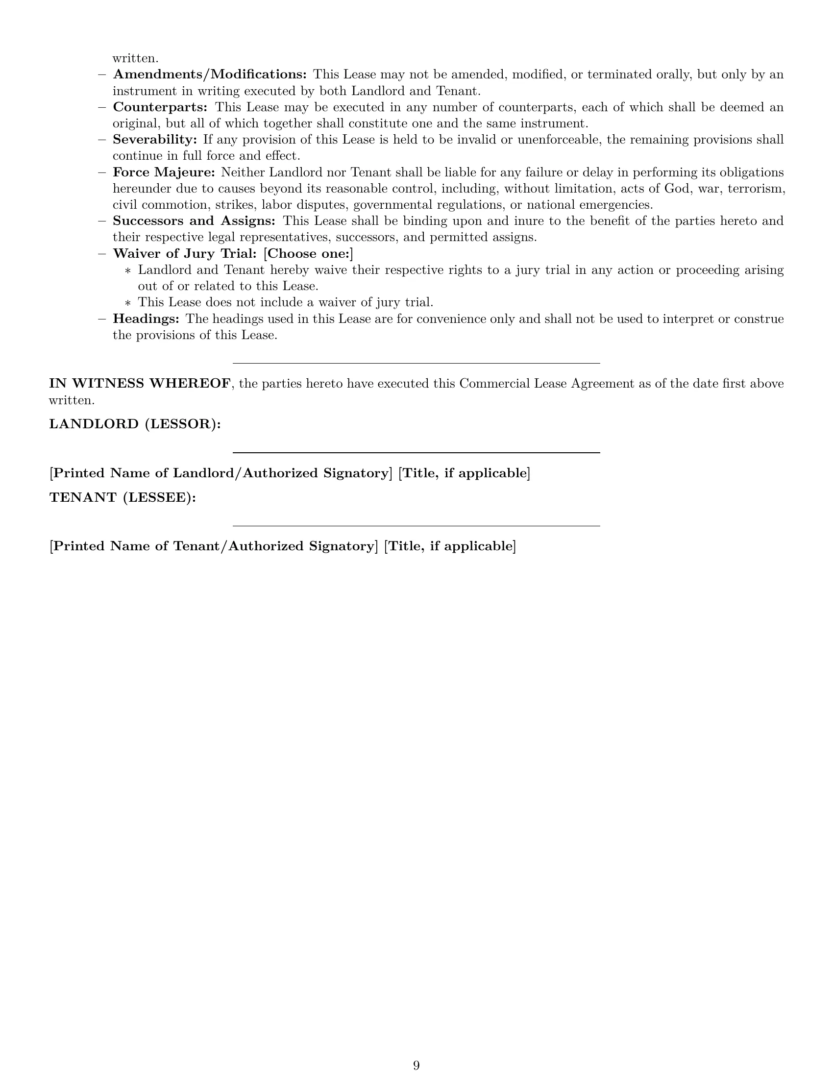 Preview page 9 of Pro Georgia commercial lease agreement template