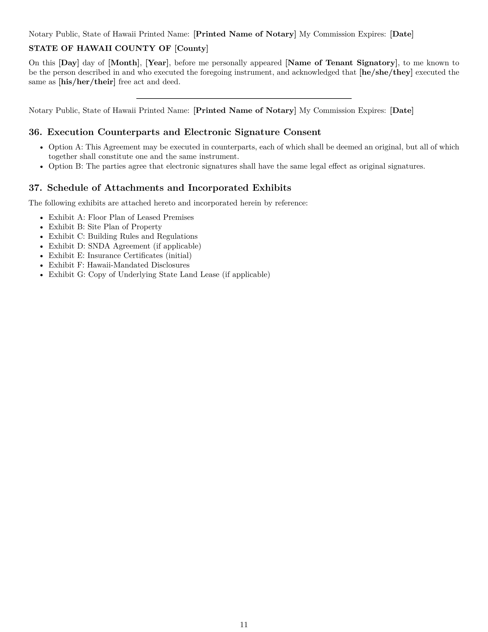 Preview page 11 of Pro Hawaii commercial lease agreement template