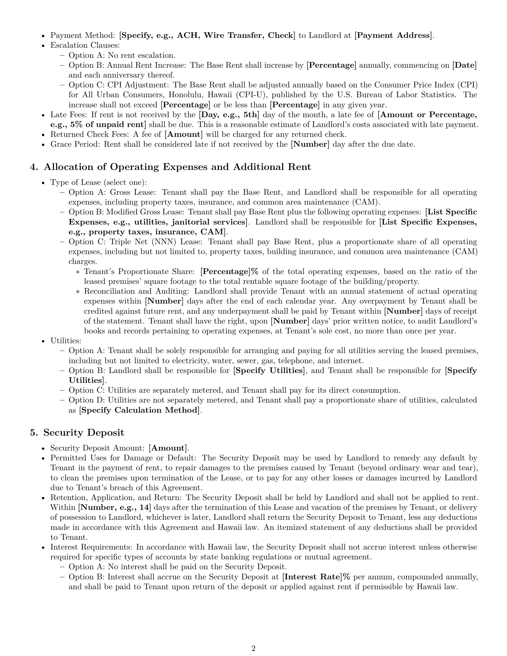 Preview page 2 of Pro Hawaii commercial lease agreement template