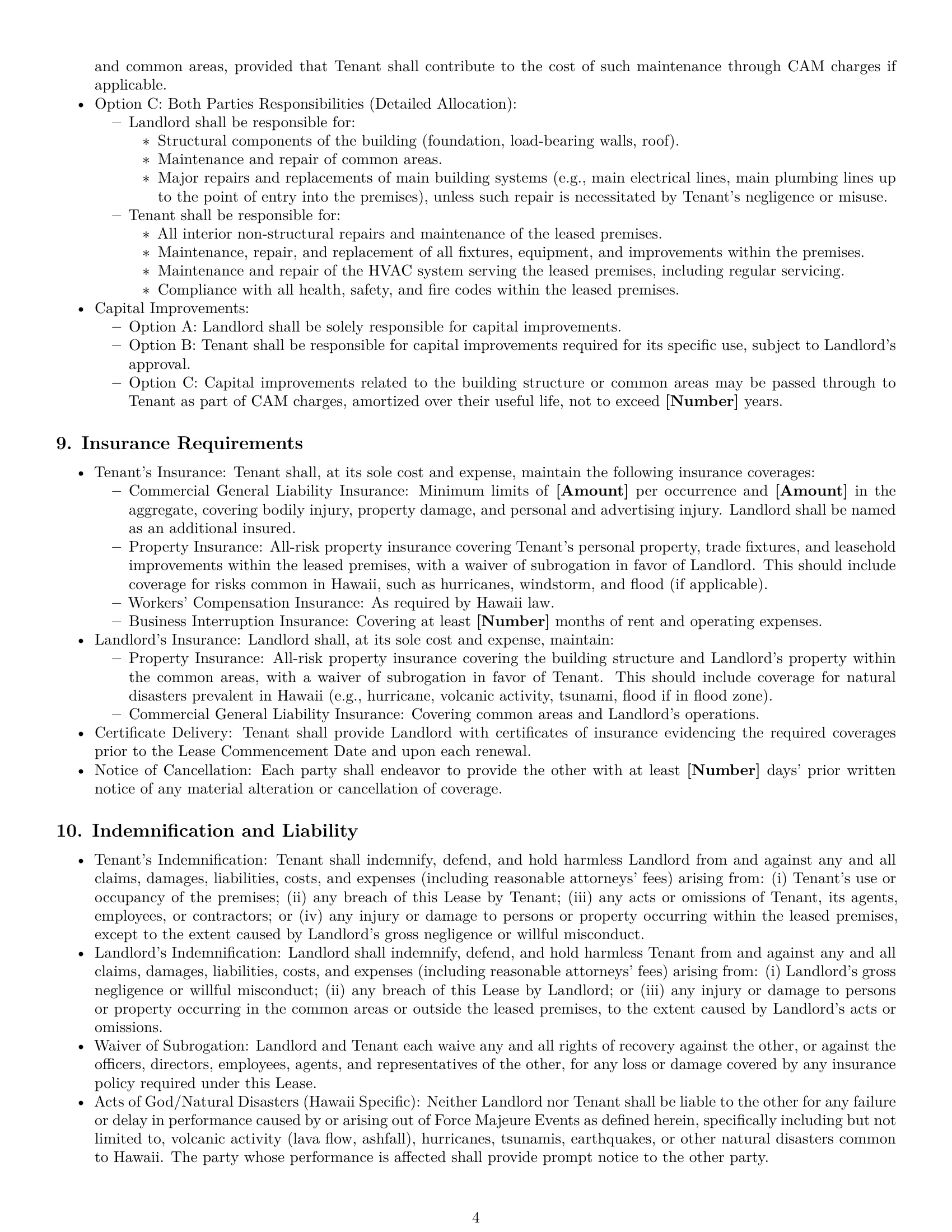 Preview page 4 of Pro Hawaii commercial lease agreement template
