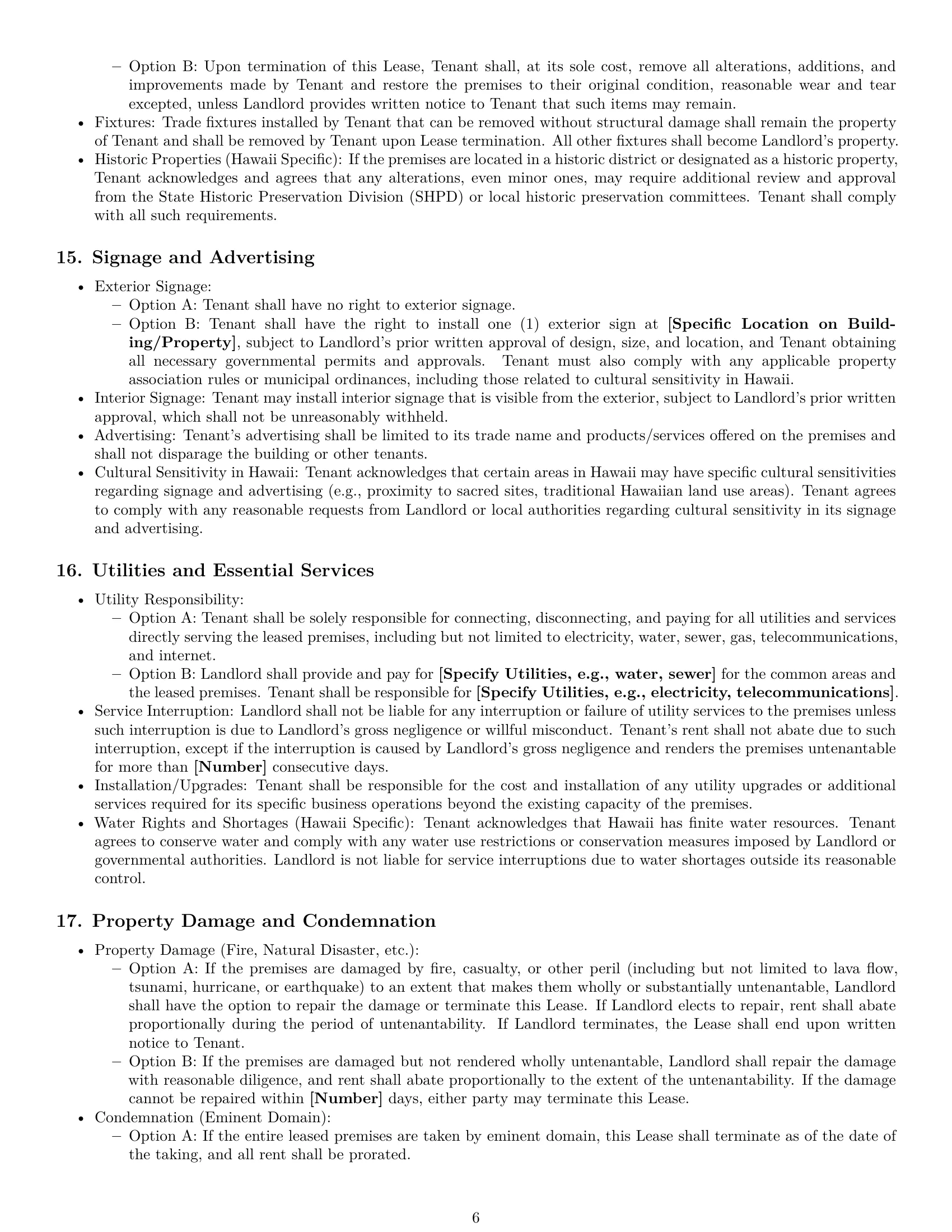 Preview page 6 of Pro Hawaii commercial lease agreement template
