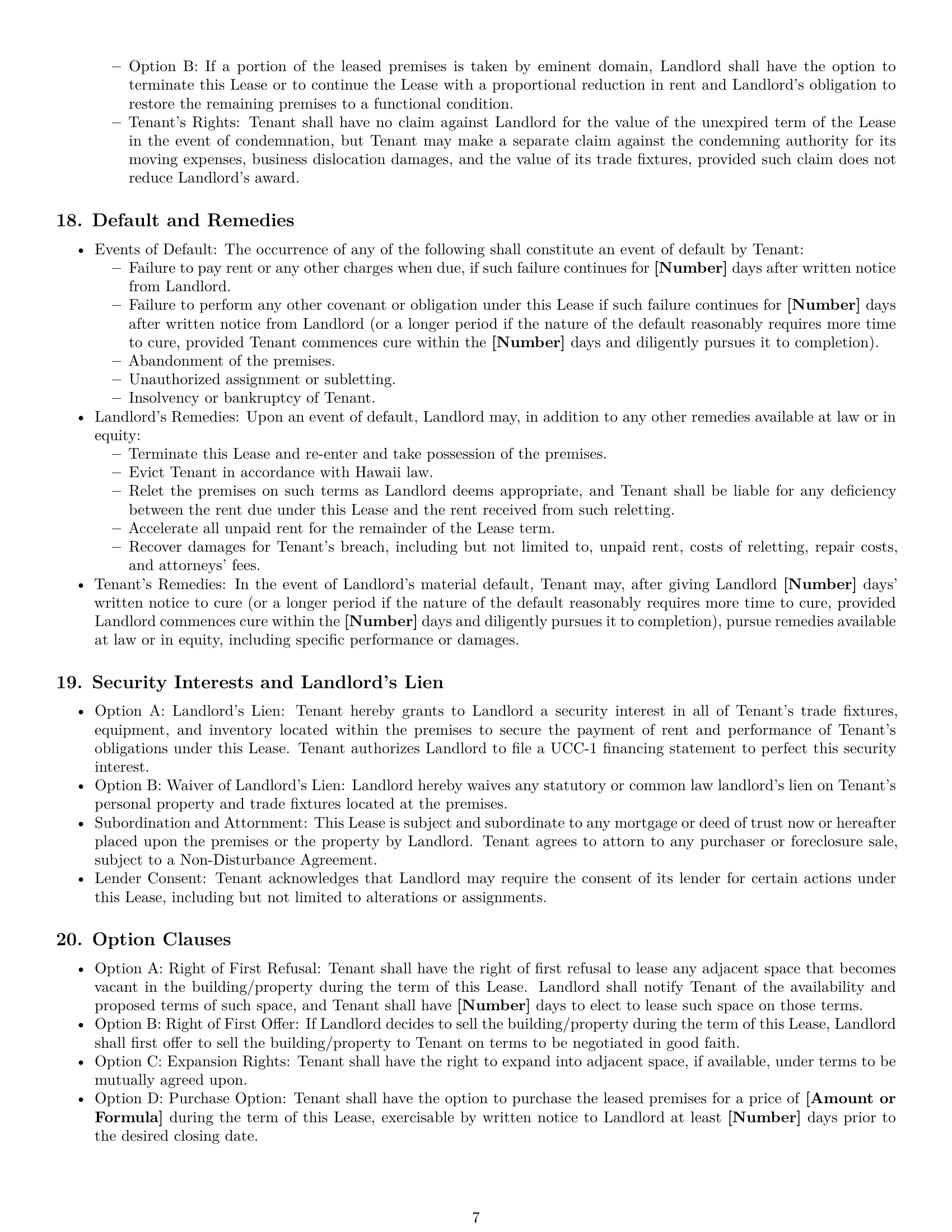 Preview page 7 of Pro Hawaii commercial lease agreement template