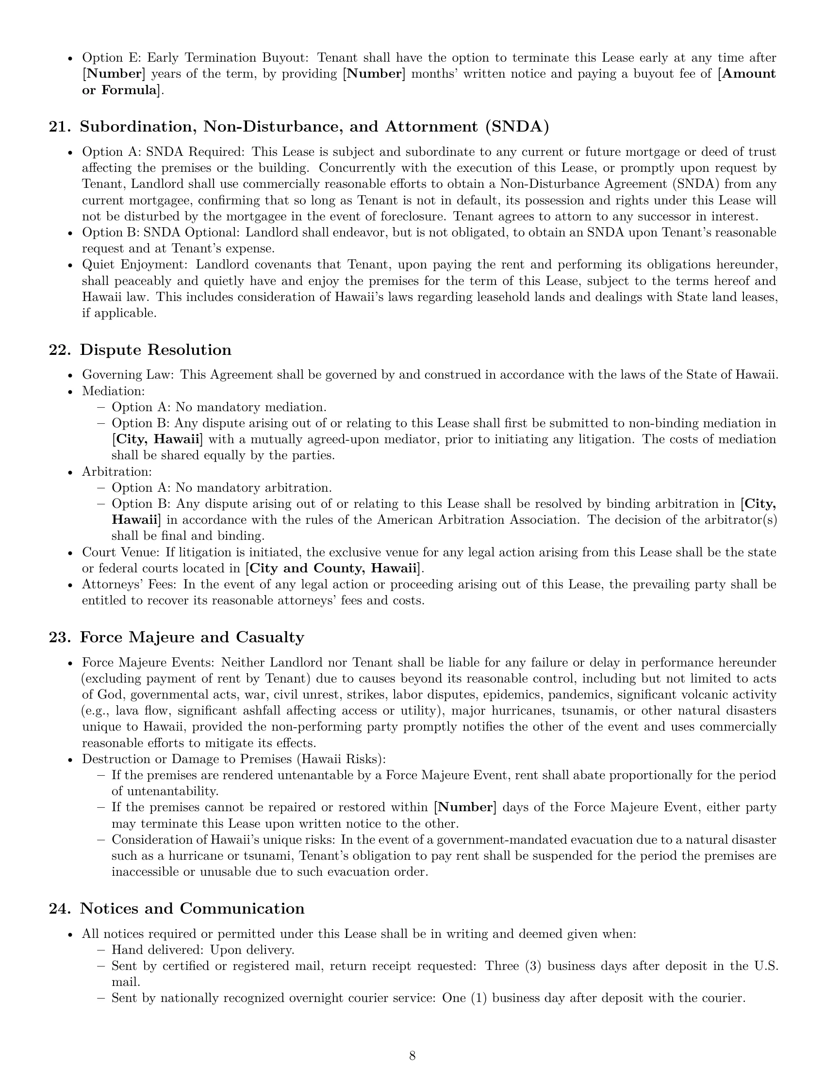 Preview page 8 of Pro Hawaii commercial lease agreement template