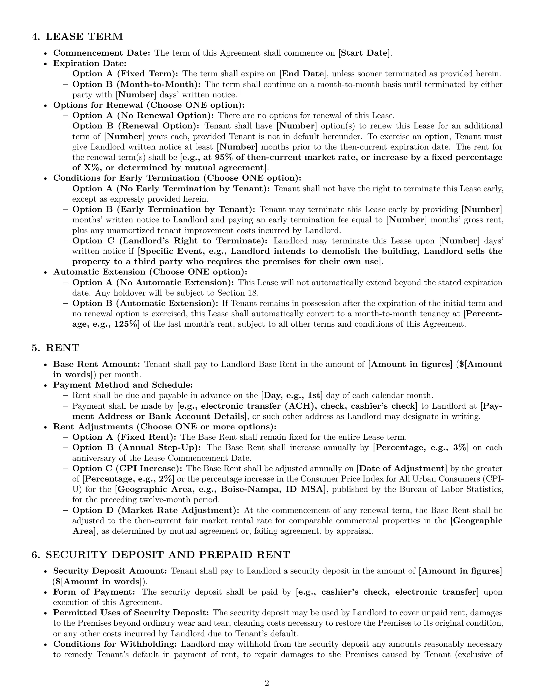 Preview page 2 of Pro Idaho commercial lease agreement template