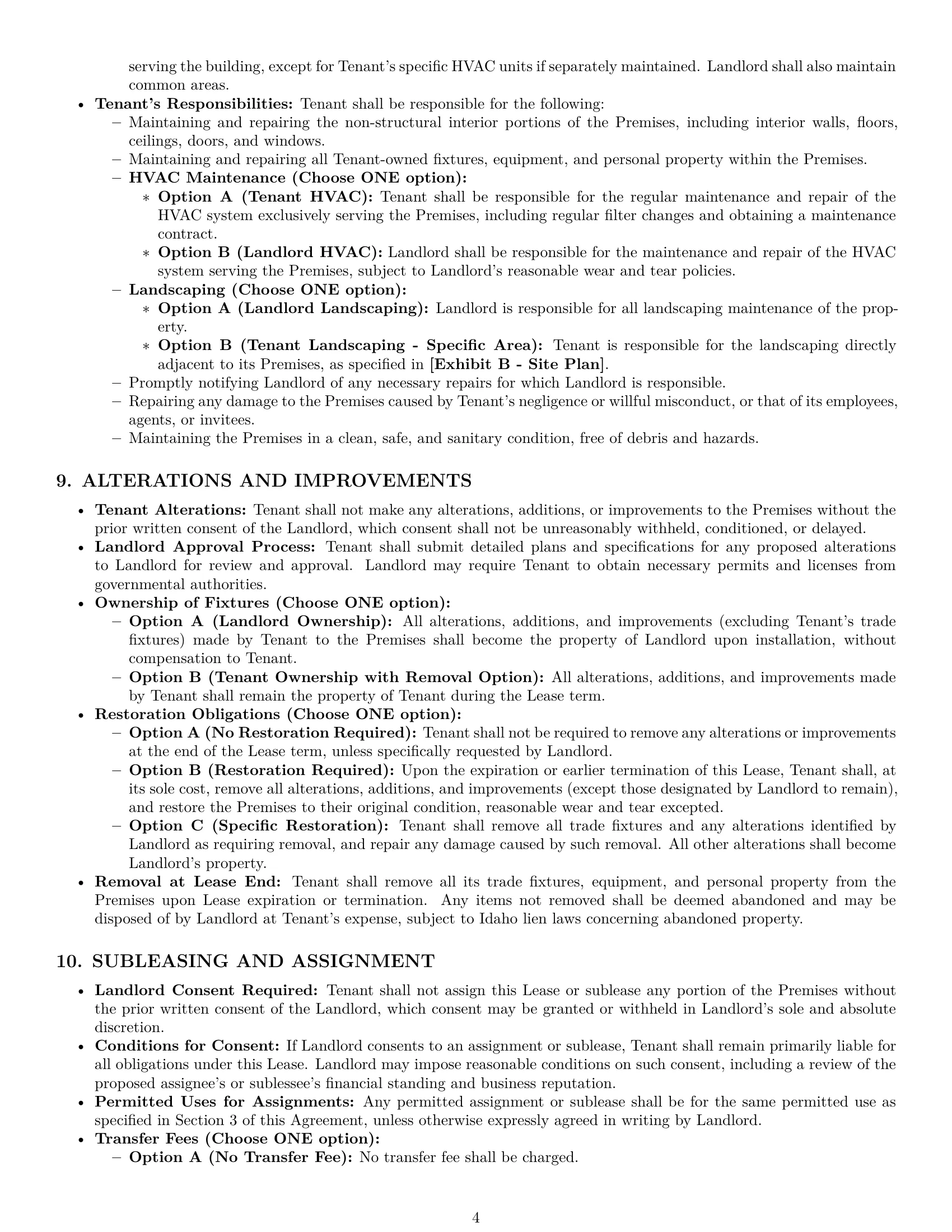 Preview page 4 of Pro Idaho commercial lease agreement template