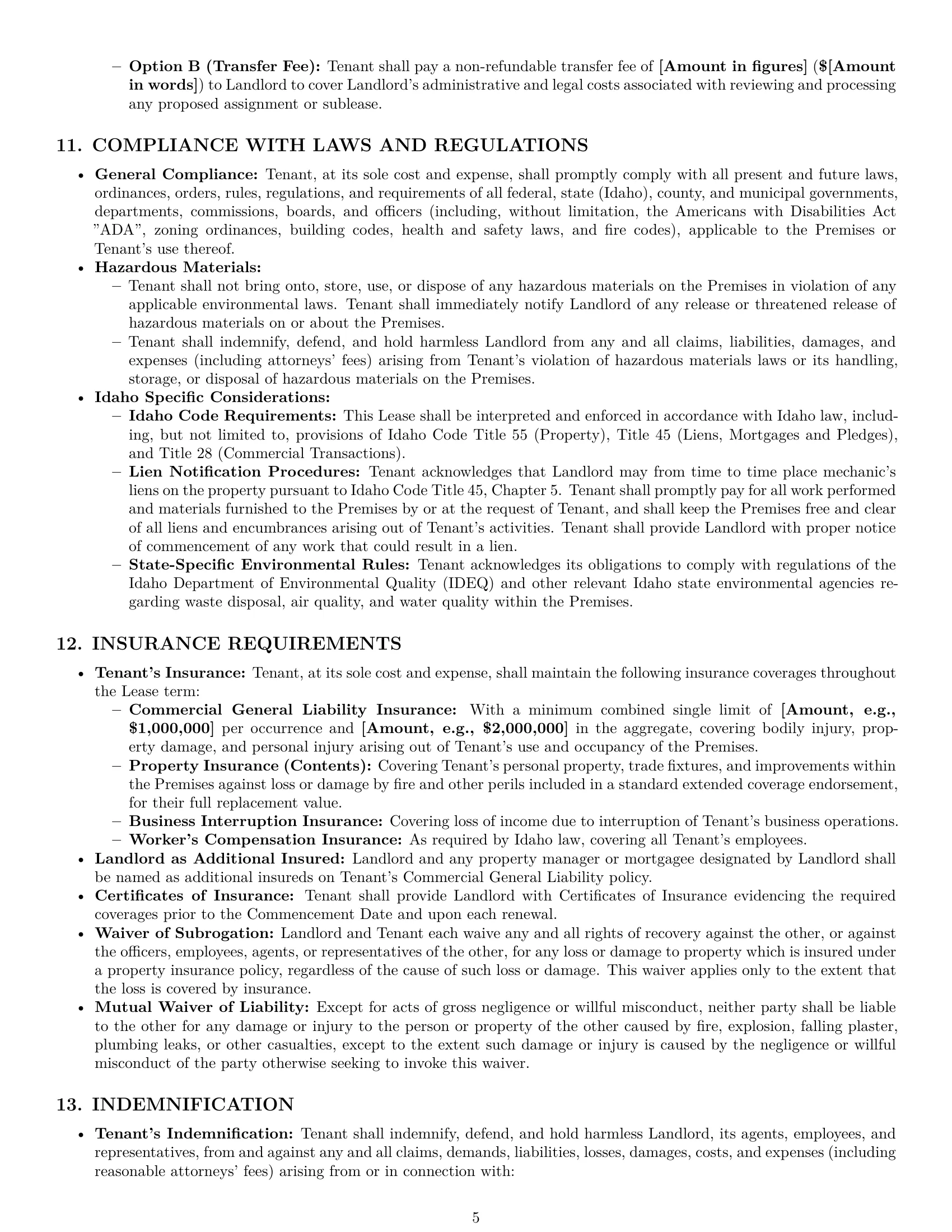 Preview page 5 of Pro Idaho commercial lease agreement template