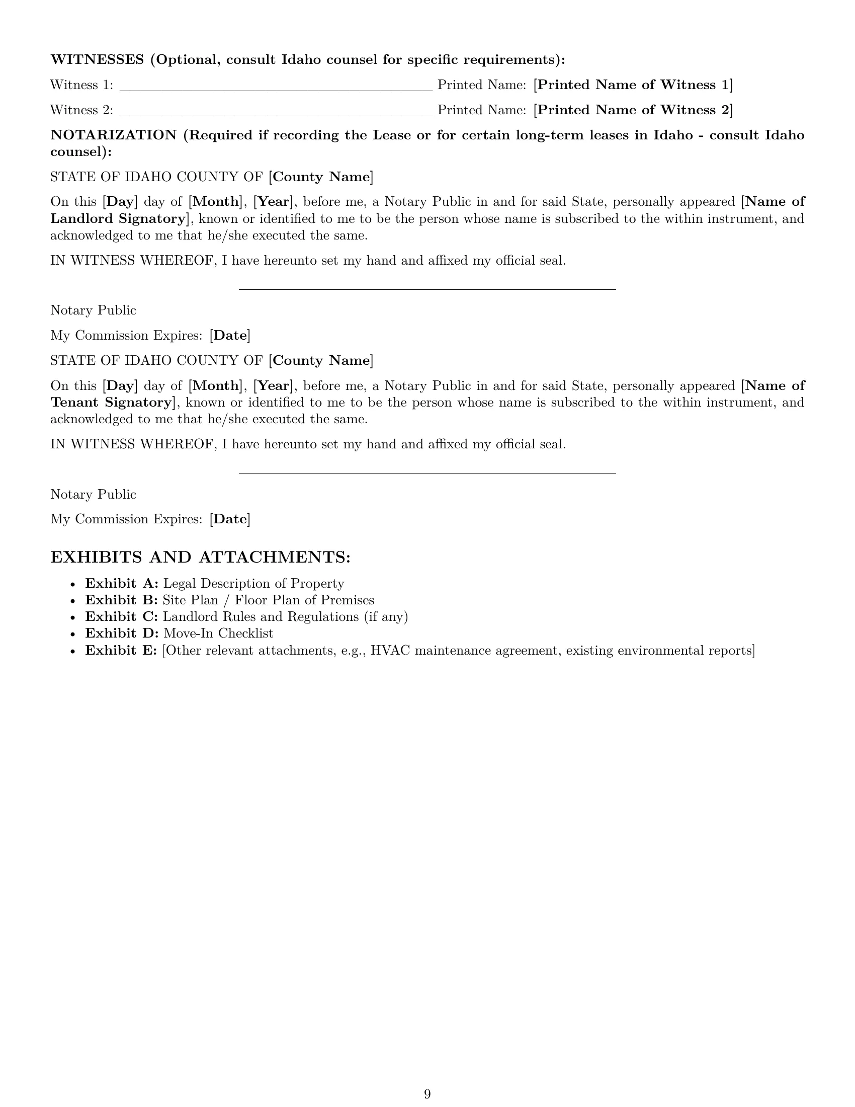 Preview page 9 of Pro Idaho commercial lease agreement template