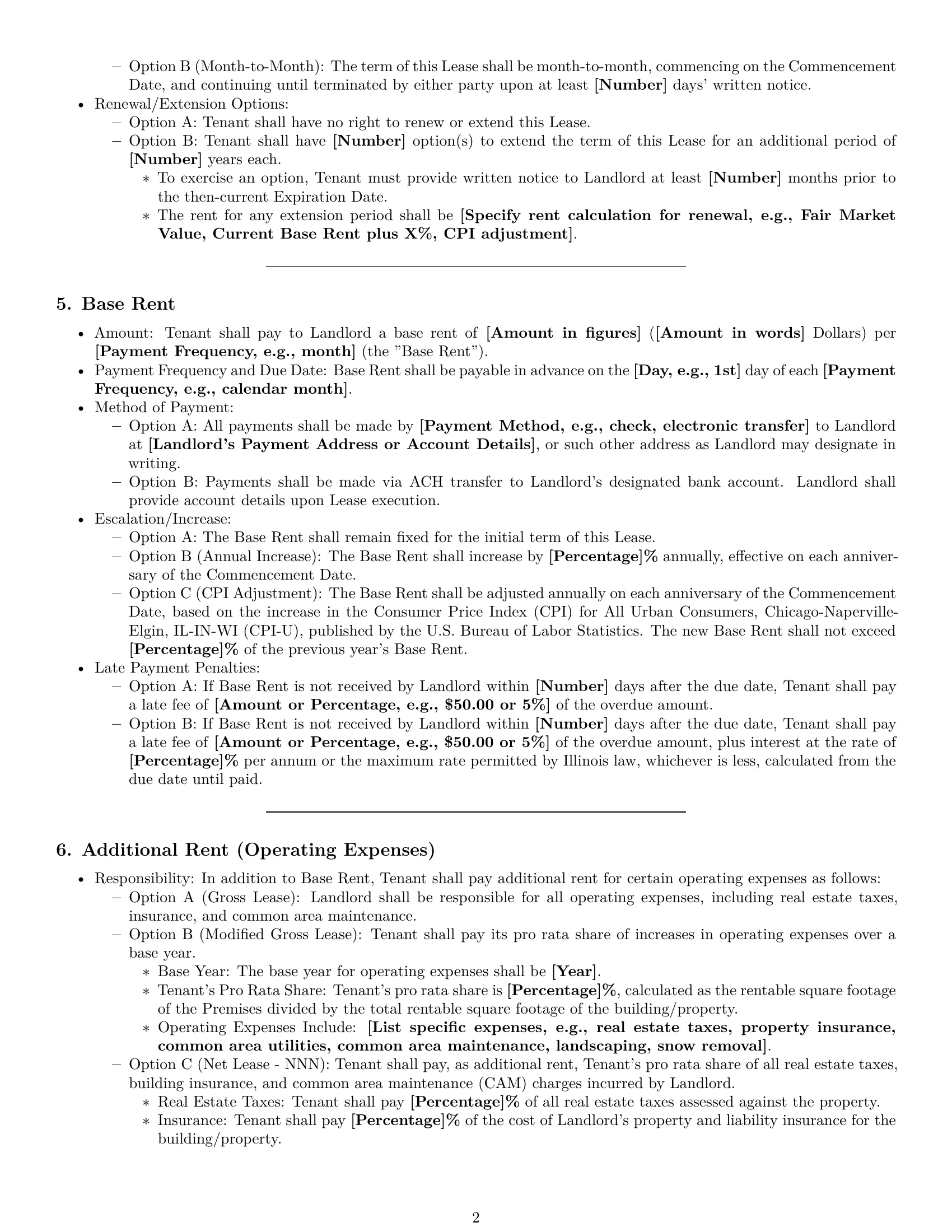 Preview page 2 of Pro Illinois commercial lease agreement template
