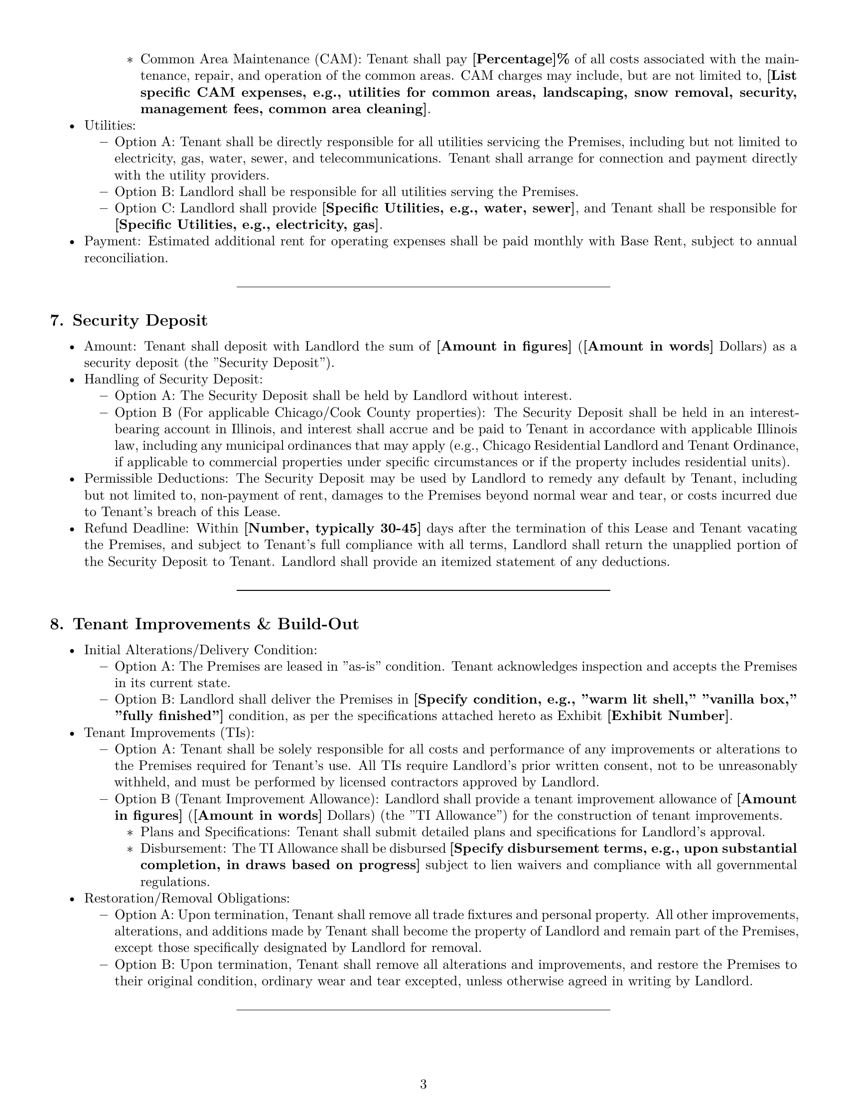 Preview page 3 of Pro Illinois commercial lease agreement template