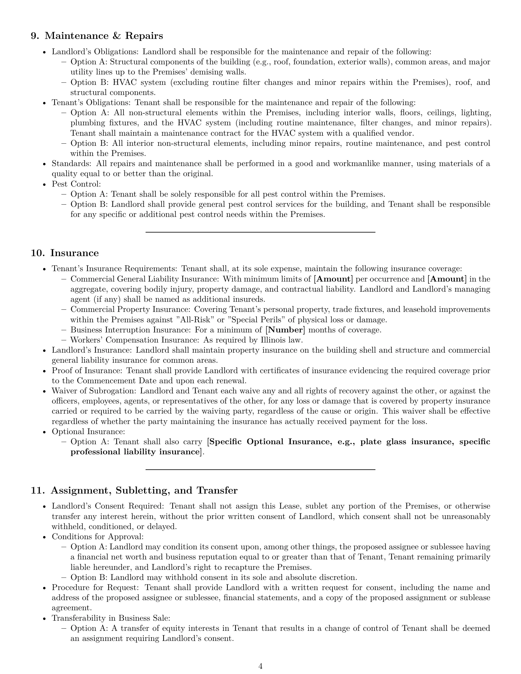 Preview page 4 of Pro Illinois commercial lease agreement template