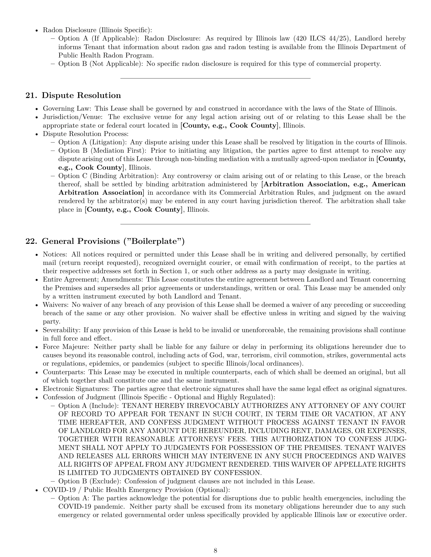 Preview page 8 of Pro Illinois commercial lease agreement template