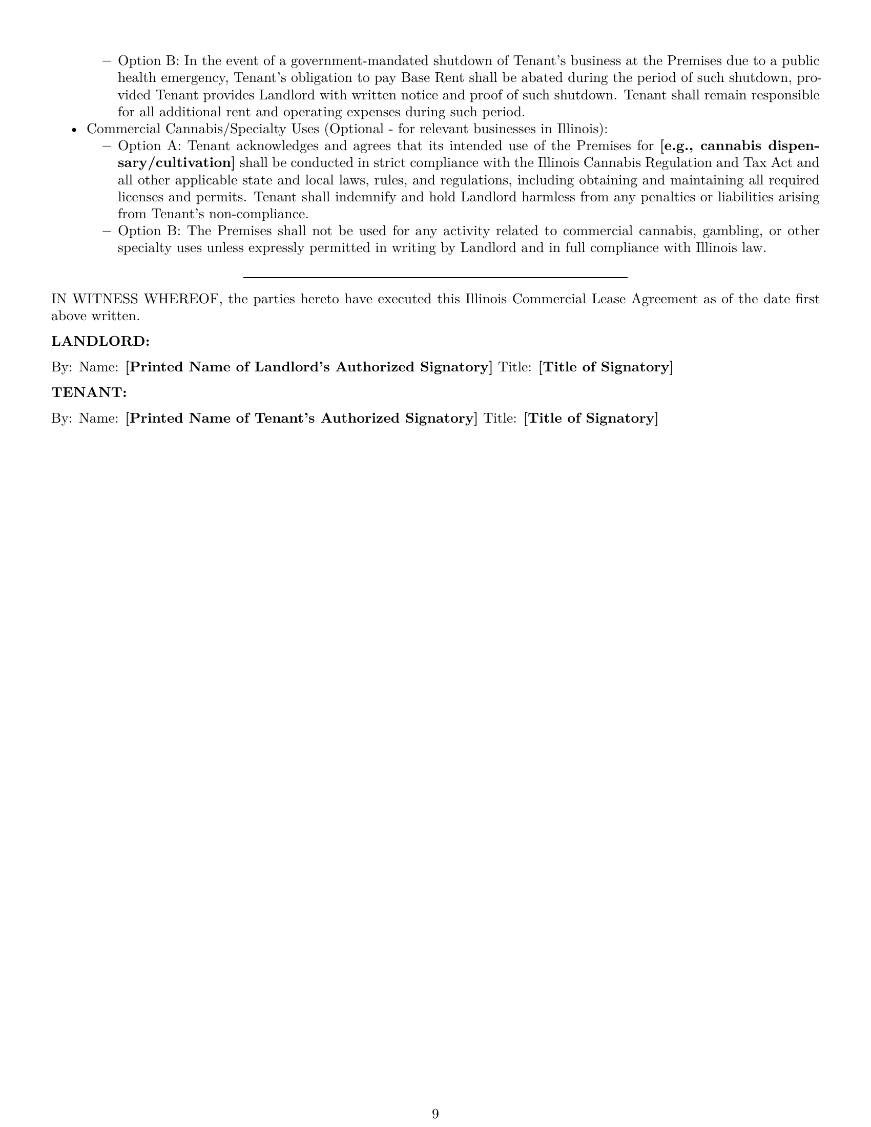 Preview page 9 of Pro Illinois commercial lease agreement template