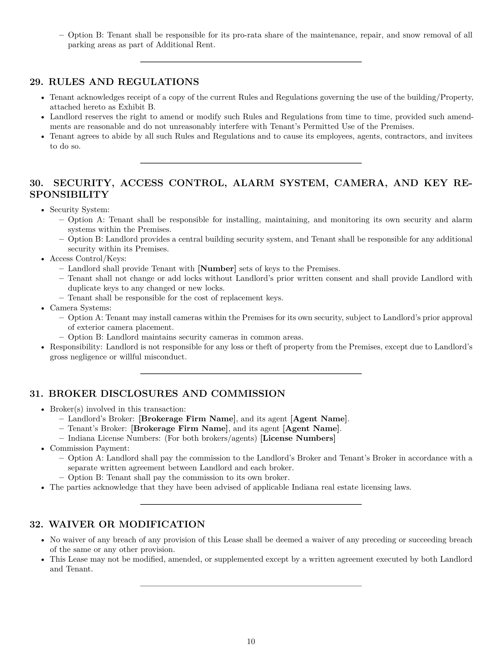 Preview page 10 of Pro Indiana commercial lease agreement template