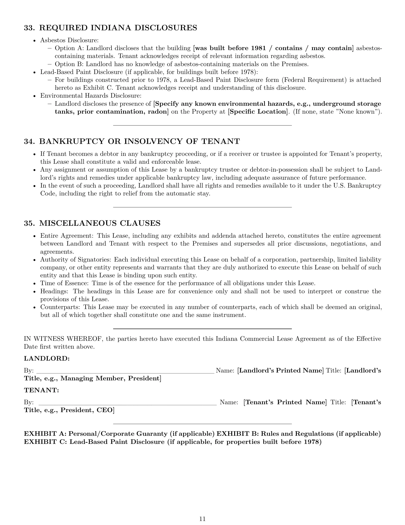 Preview page 11 of Pro Indiana commercial lease agreement template