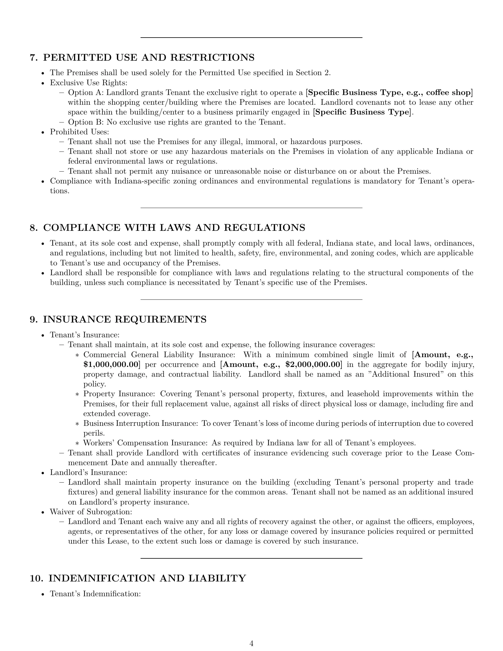 Preview page 4 of Pro Indiana commercial lease agreement template