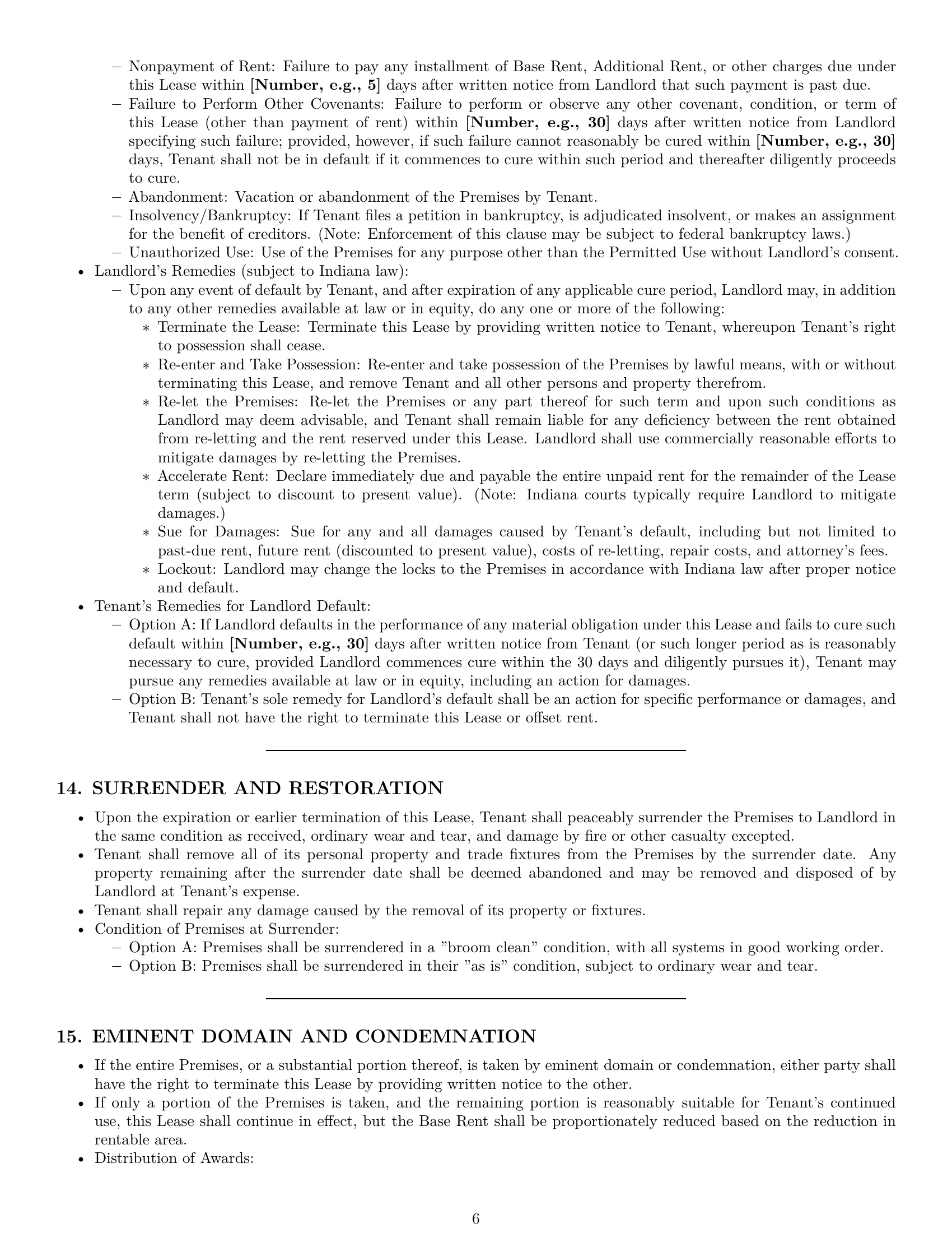 Preview page 6 of Pro Indiana commercial lease agreement template