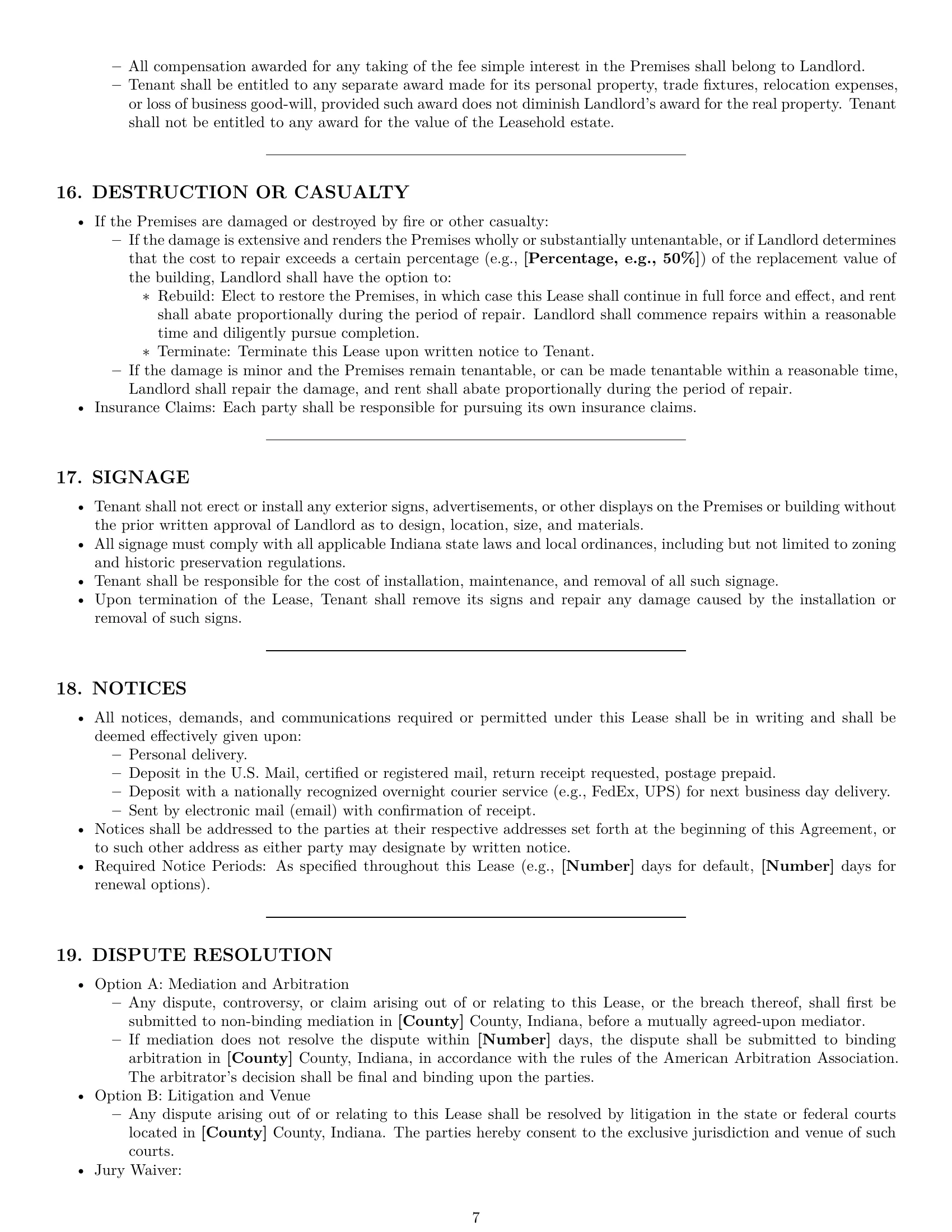 Preview page 7 of Pro Indiana commercial lease agreement template