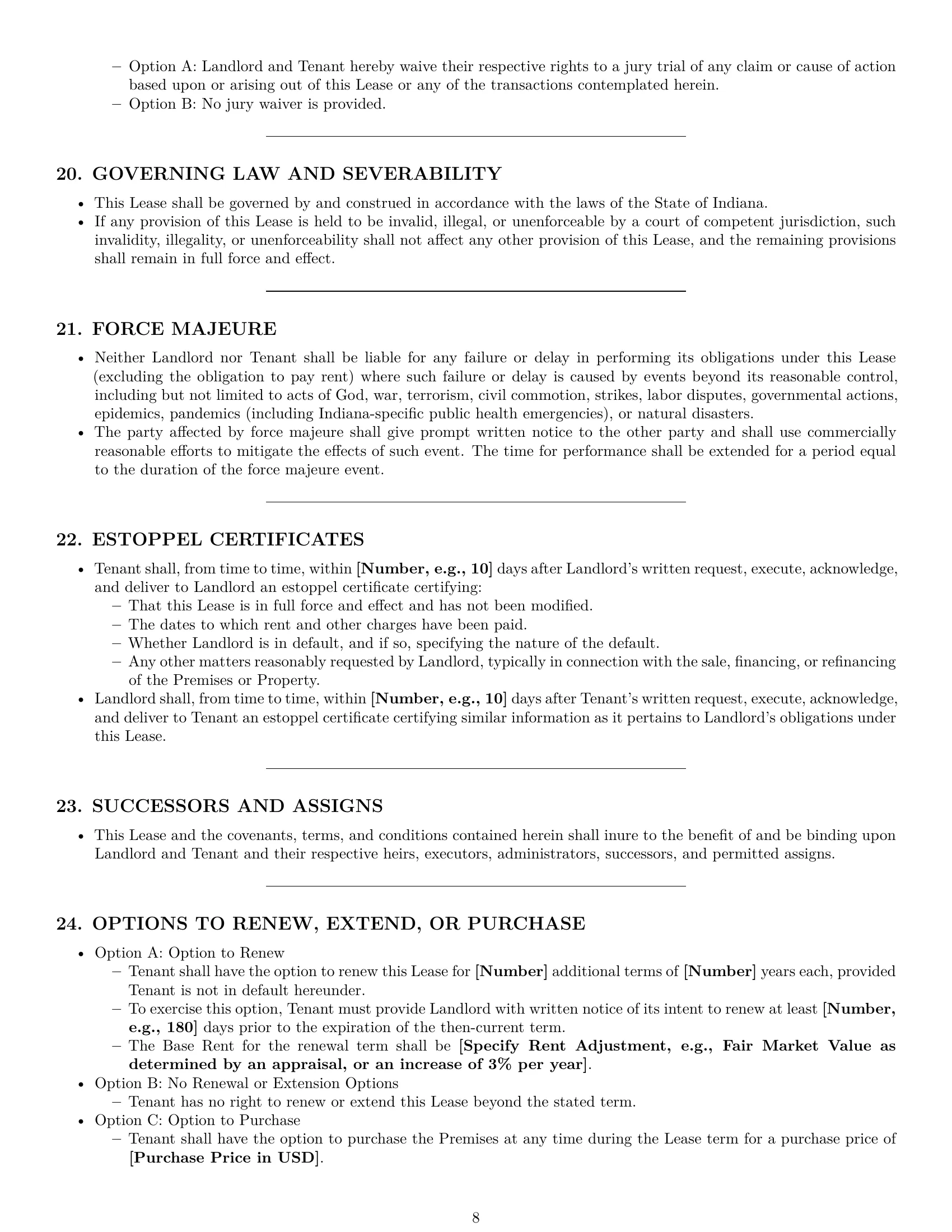 Preview page 8 of Pro Indiana commercial lease agreement template