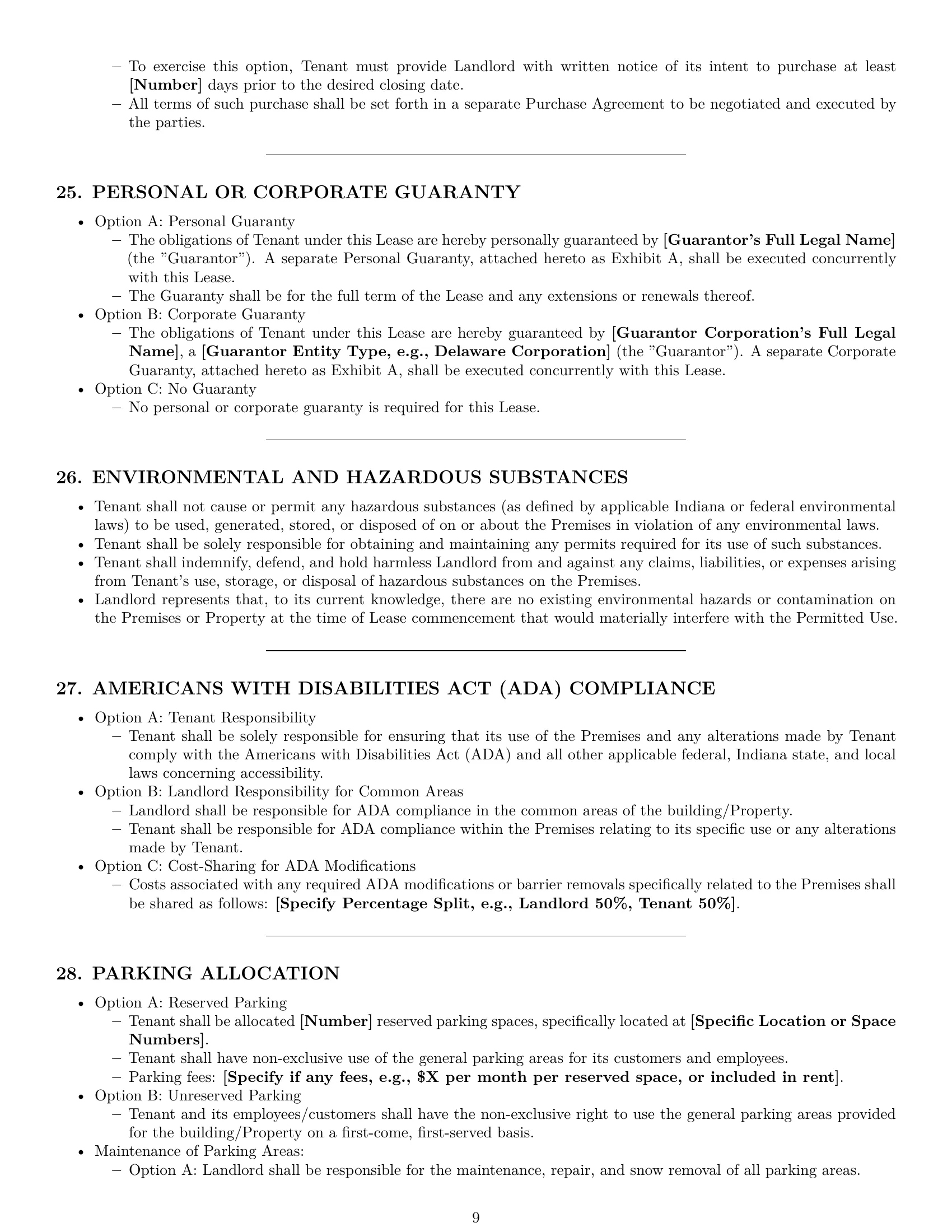 Preview page 9 of Pro Indiana commercial lease agreement template