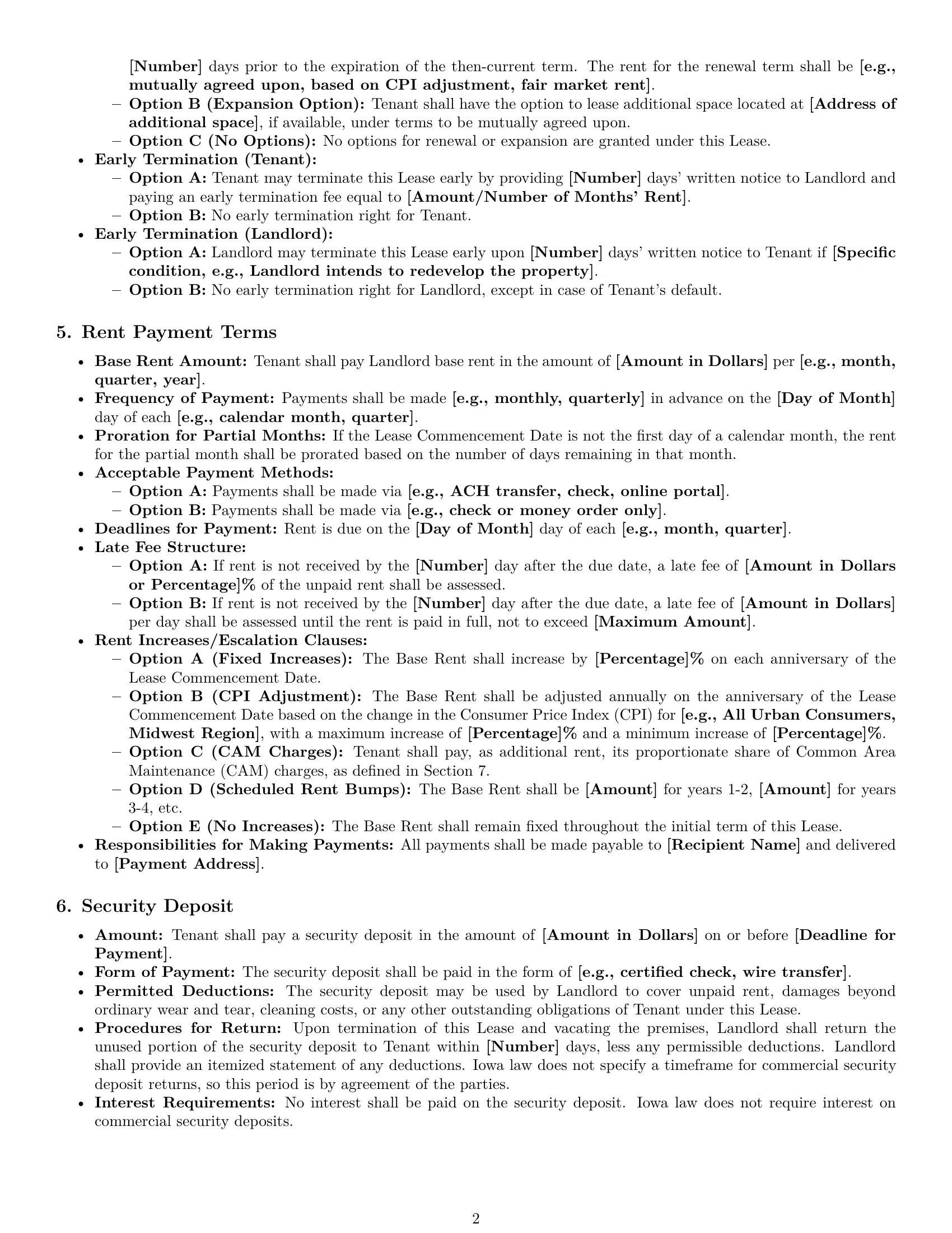 Preview page 2 of Pro Iowa commercial lease agreement template