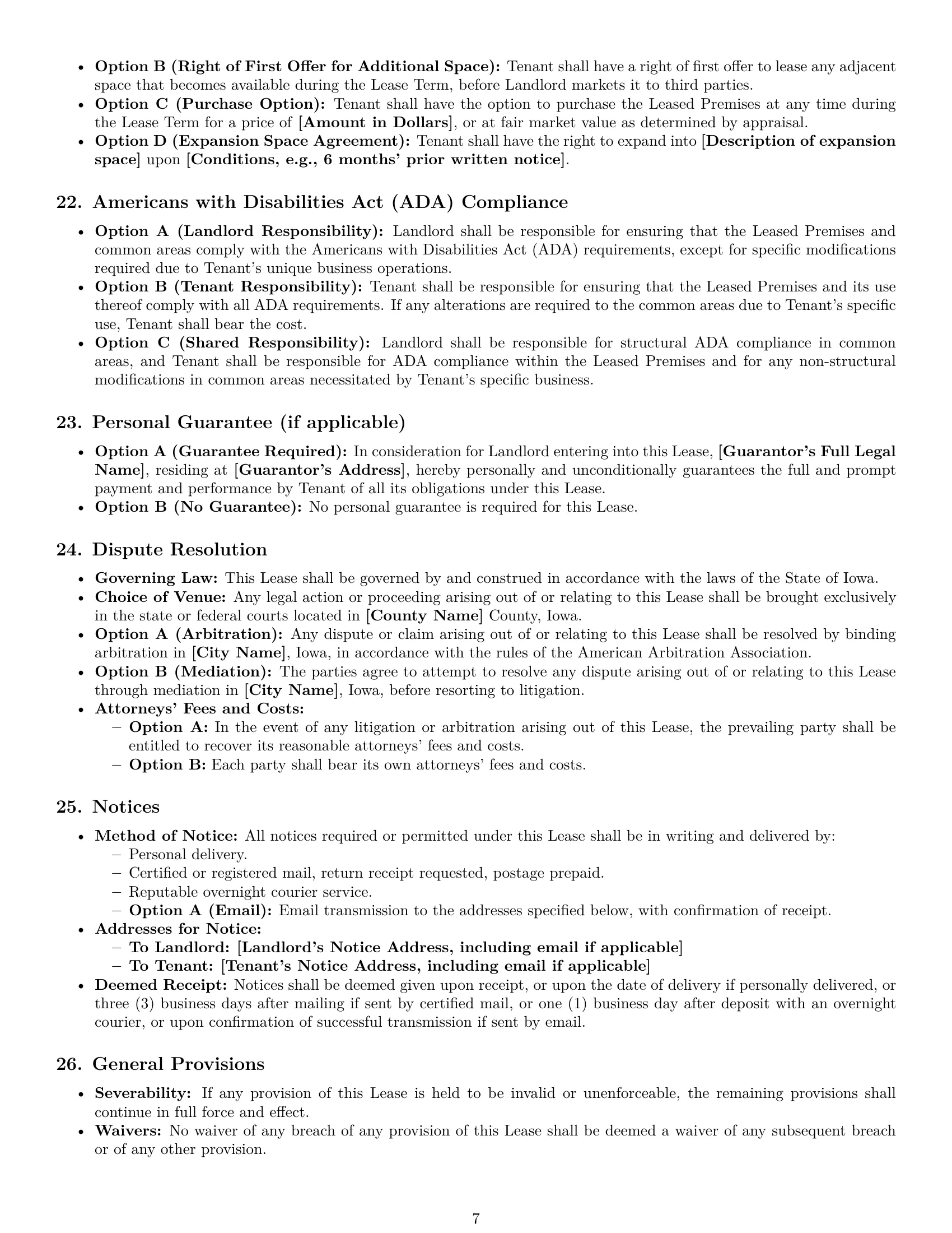 Preview page 7 of Pro Iowa commercial lease agreement template