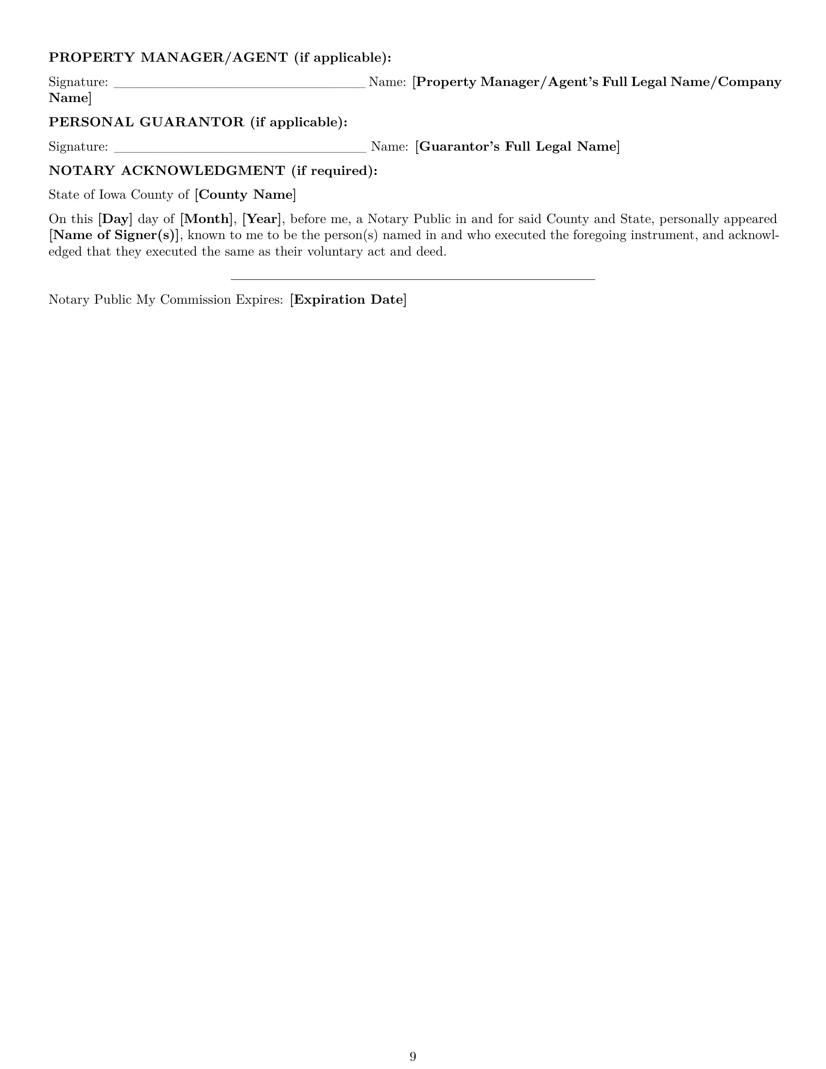 Preview page 9 of Pro Iowa commercial lease agreement template