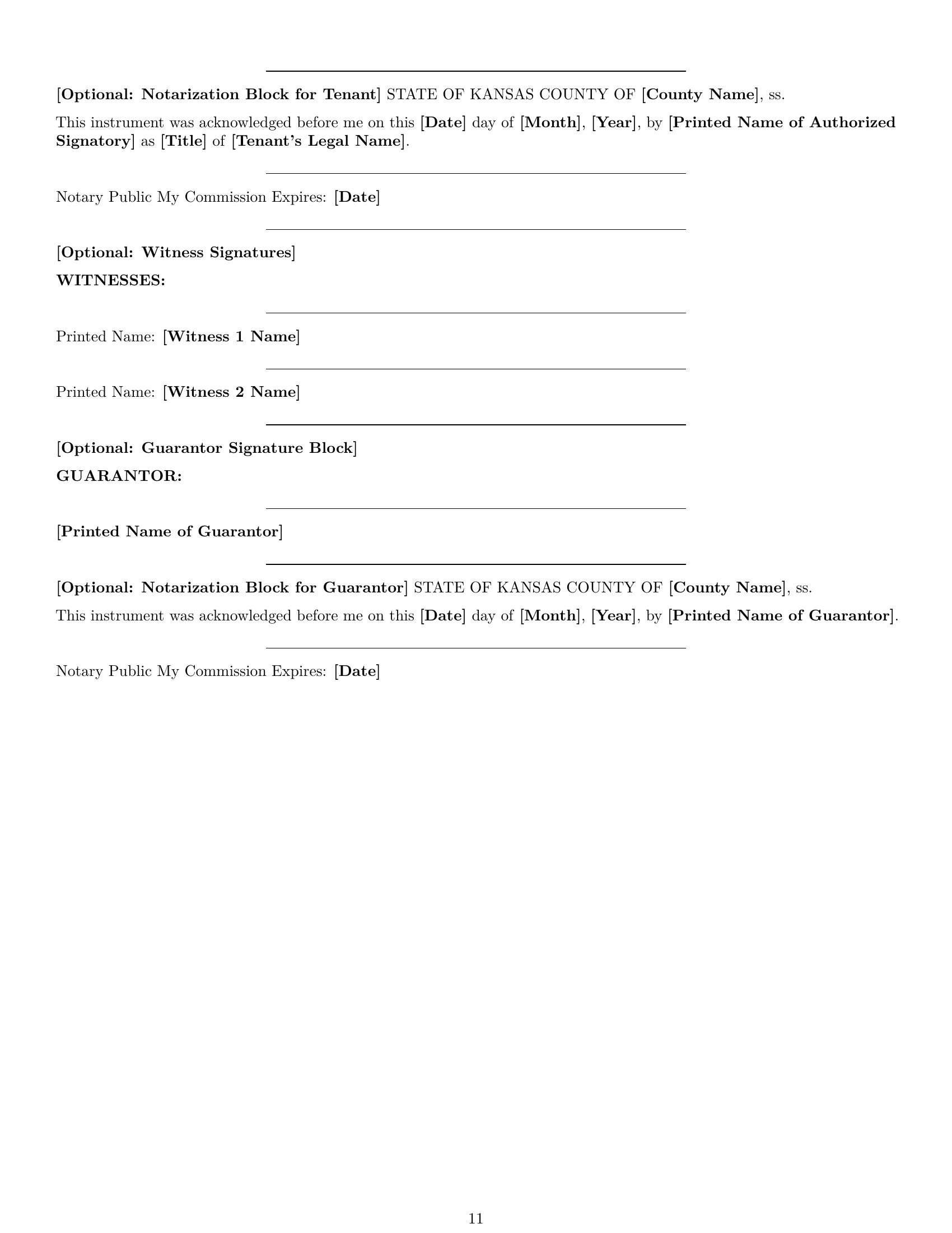 Preview page 11 of Pro Kansas commercial lease agreement template