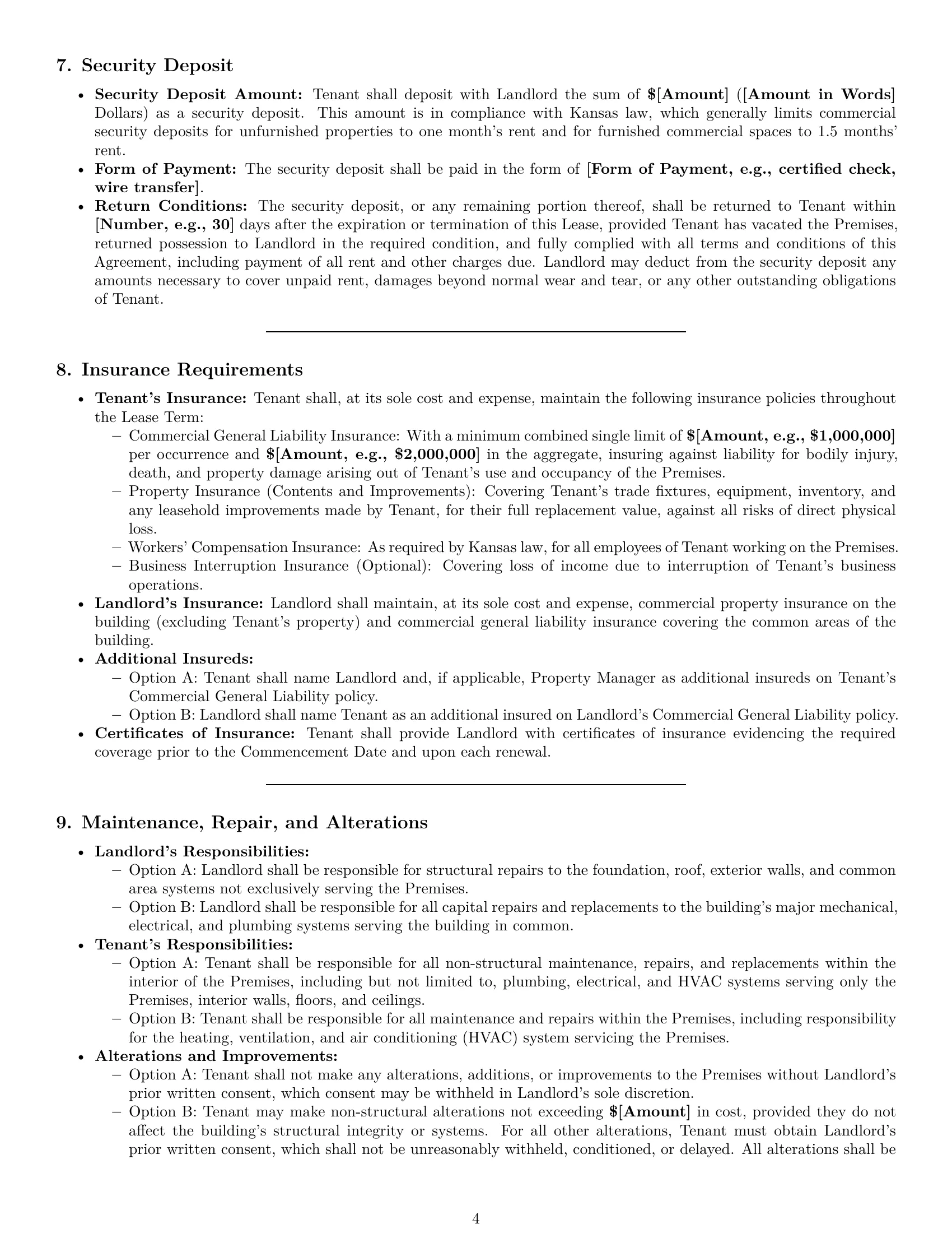 Preview page 4 of Pro Kansas commercial lease agreement template