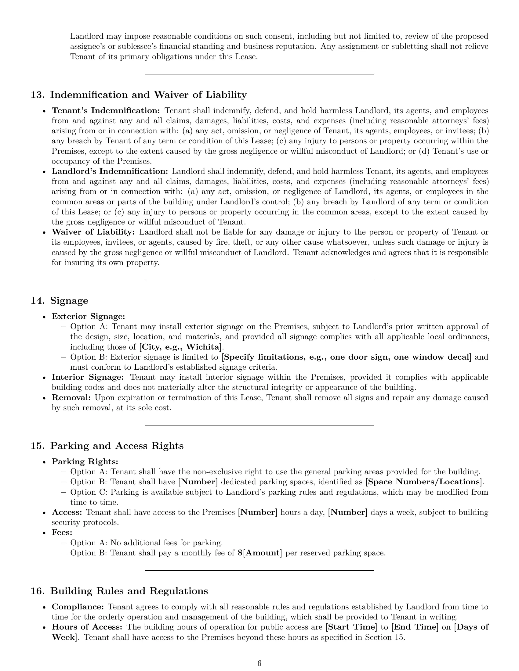 Preview page 6 of Pro Kansas commercial lease agreement template