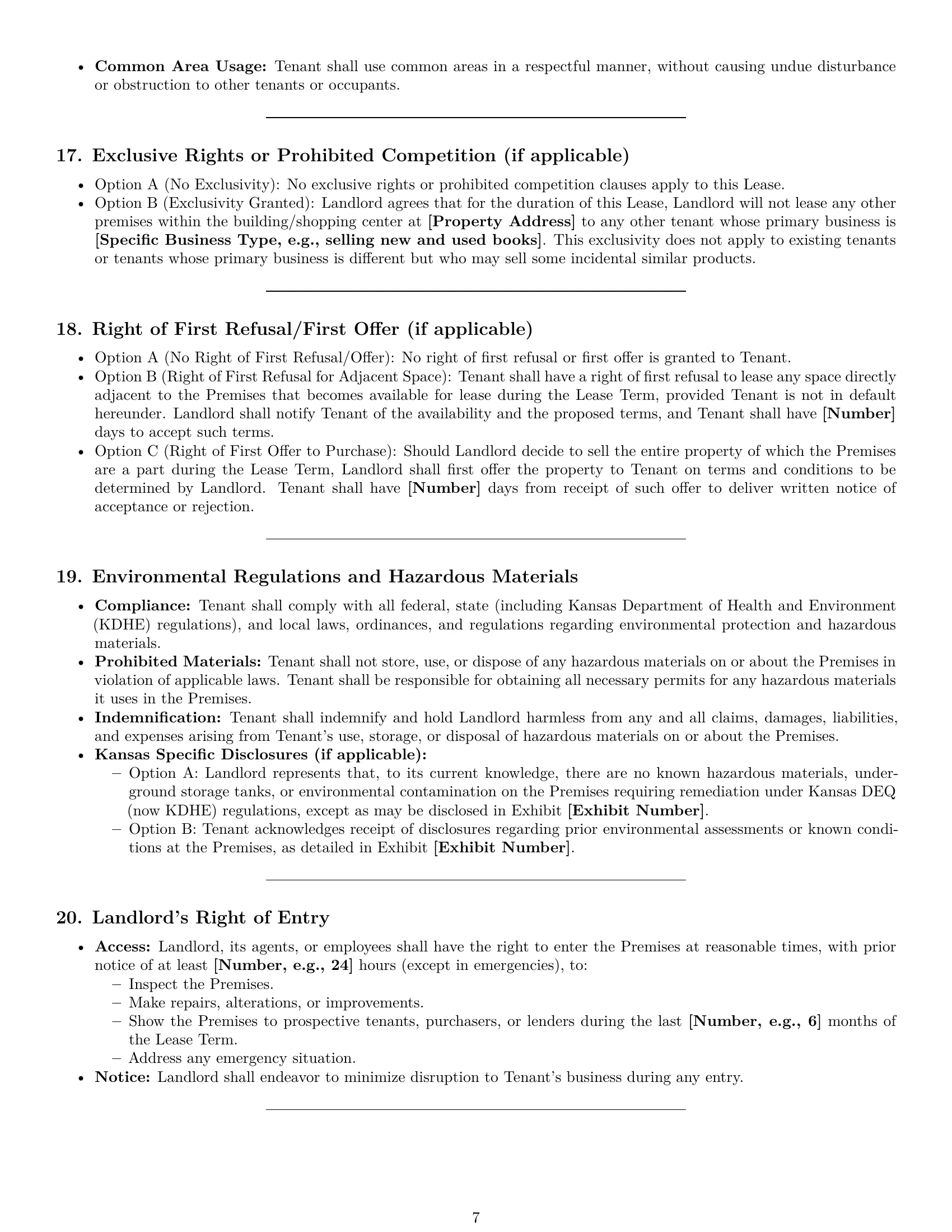 Preview page 7 of Pro Kansas commercial lease agreement template