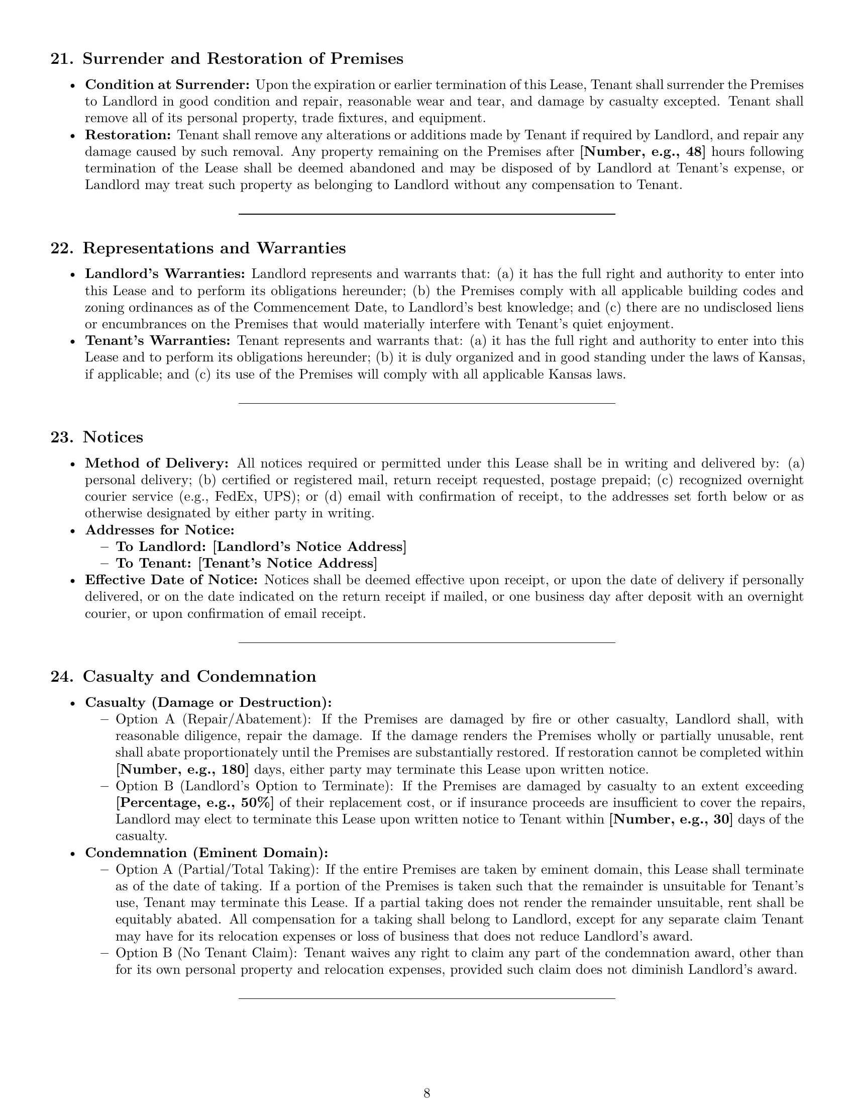 Preview page 8 of Pro Kansas commercial lease agreement template