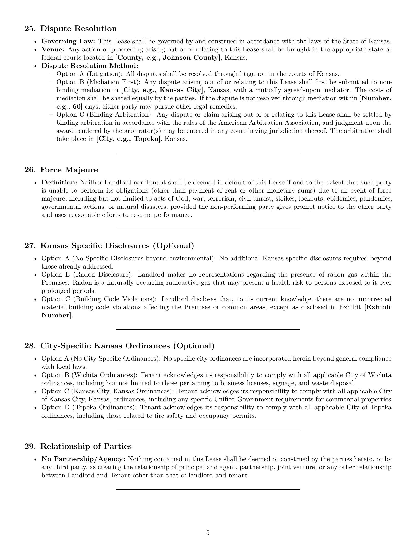 Preview page 9 of Pro Kansas commercial lease agreement template