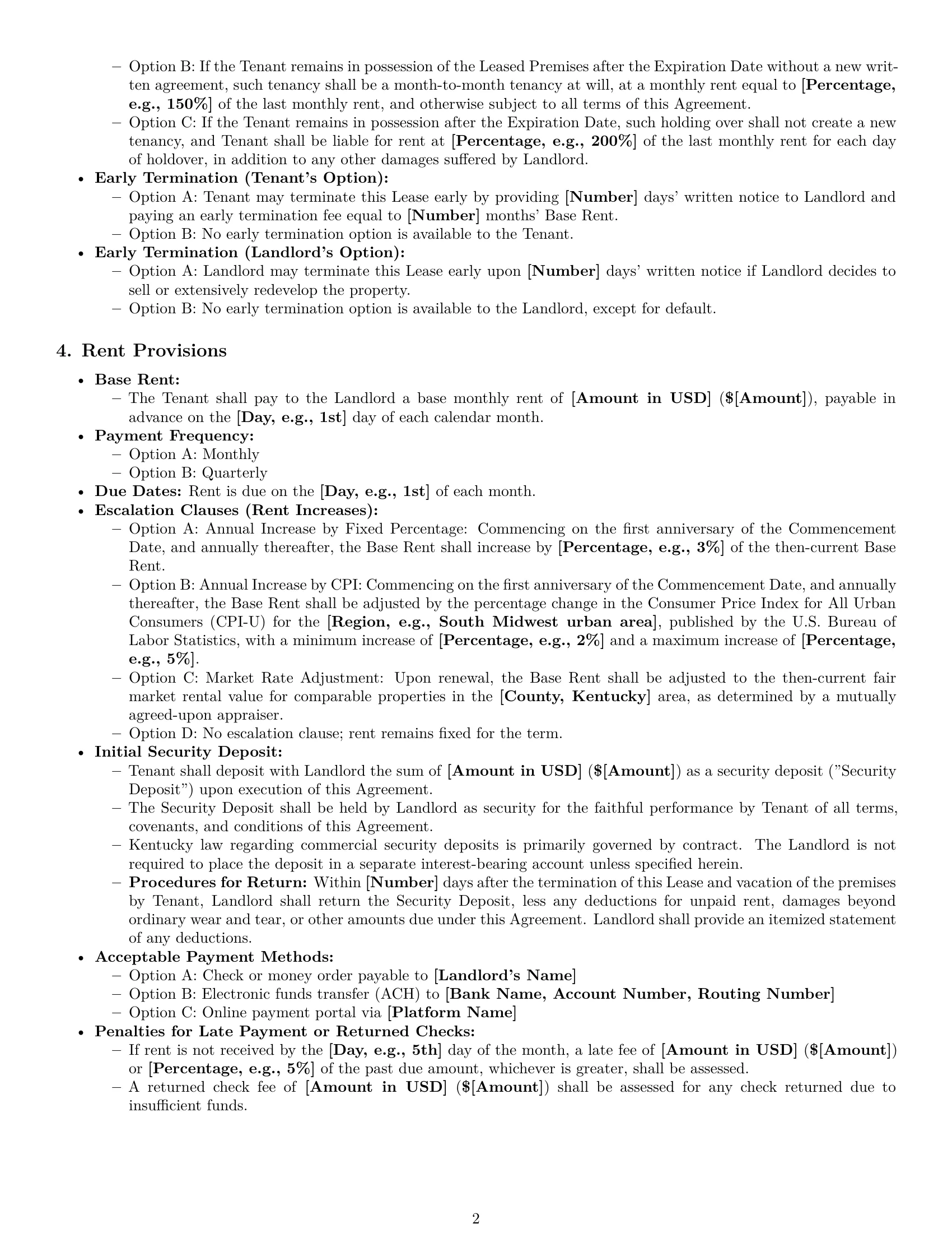 Preview page 2 of Pro Kentucky commercial lease agreement template