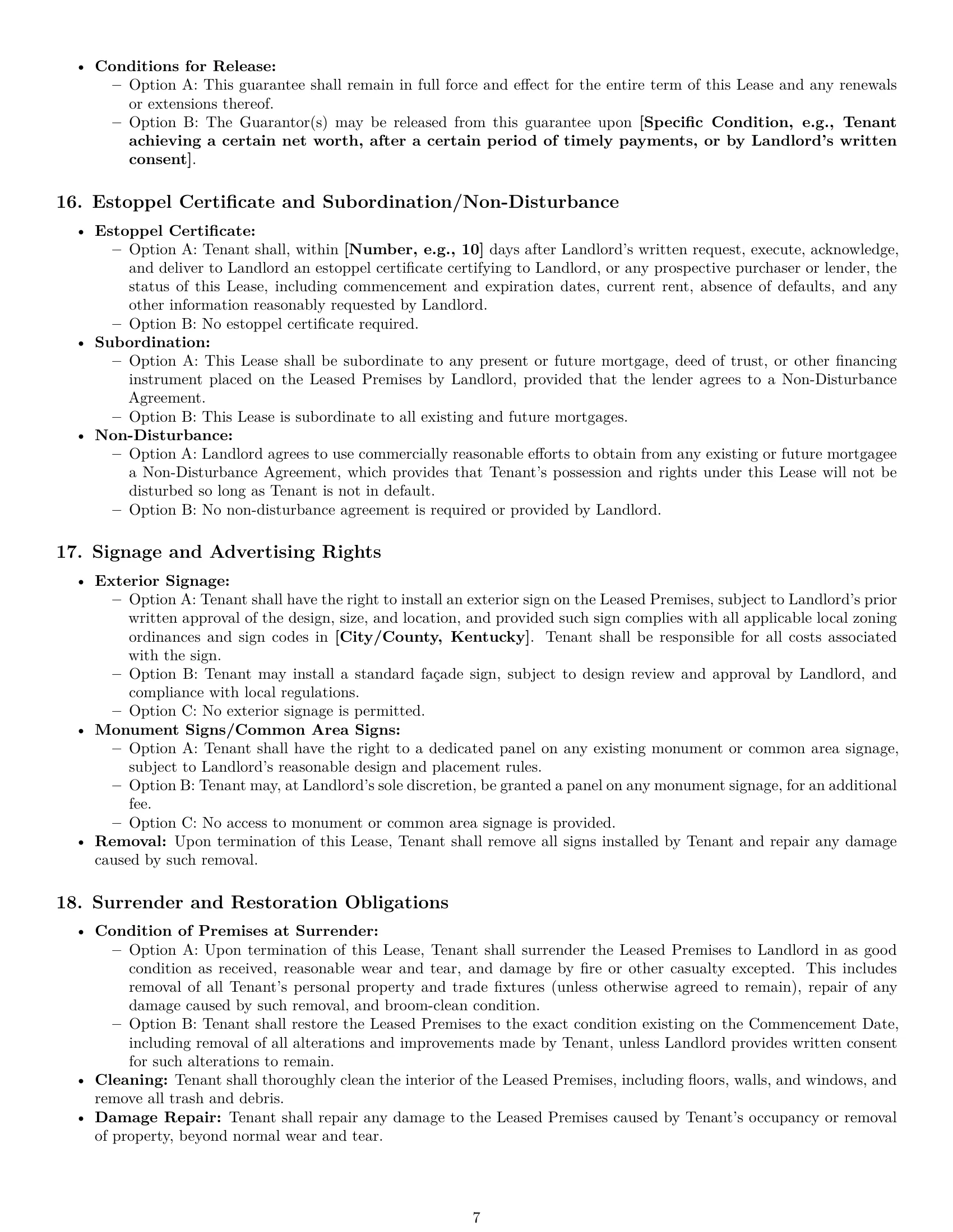 Preview page 7 of Pro Kentucky commercial lease agreement template