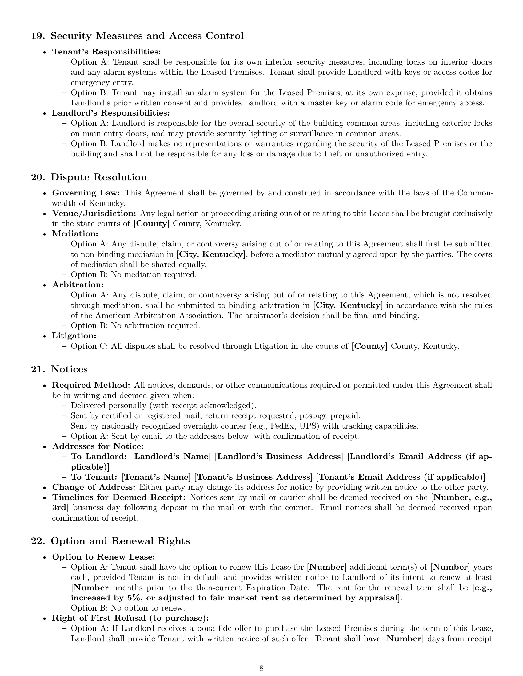 Preview page 8 of Pro Kentucky commercial lease agreement template