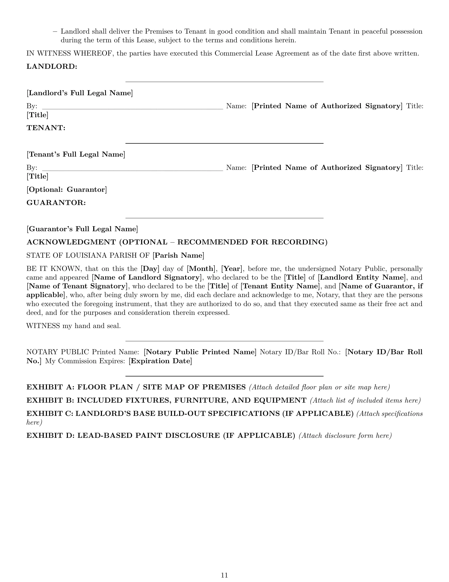 Preview page 11 of Pro Louisiana commercial lease agreement template