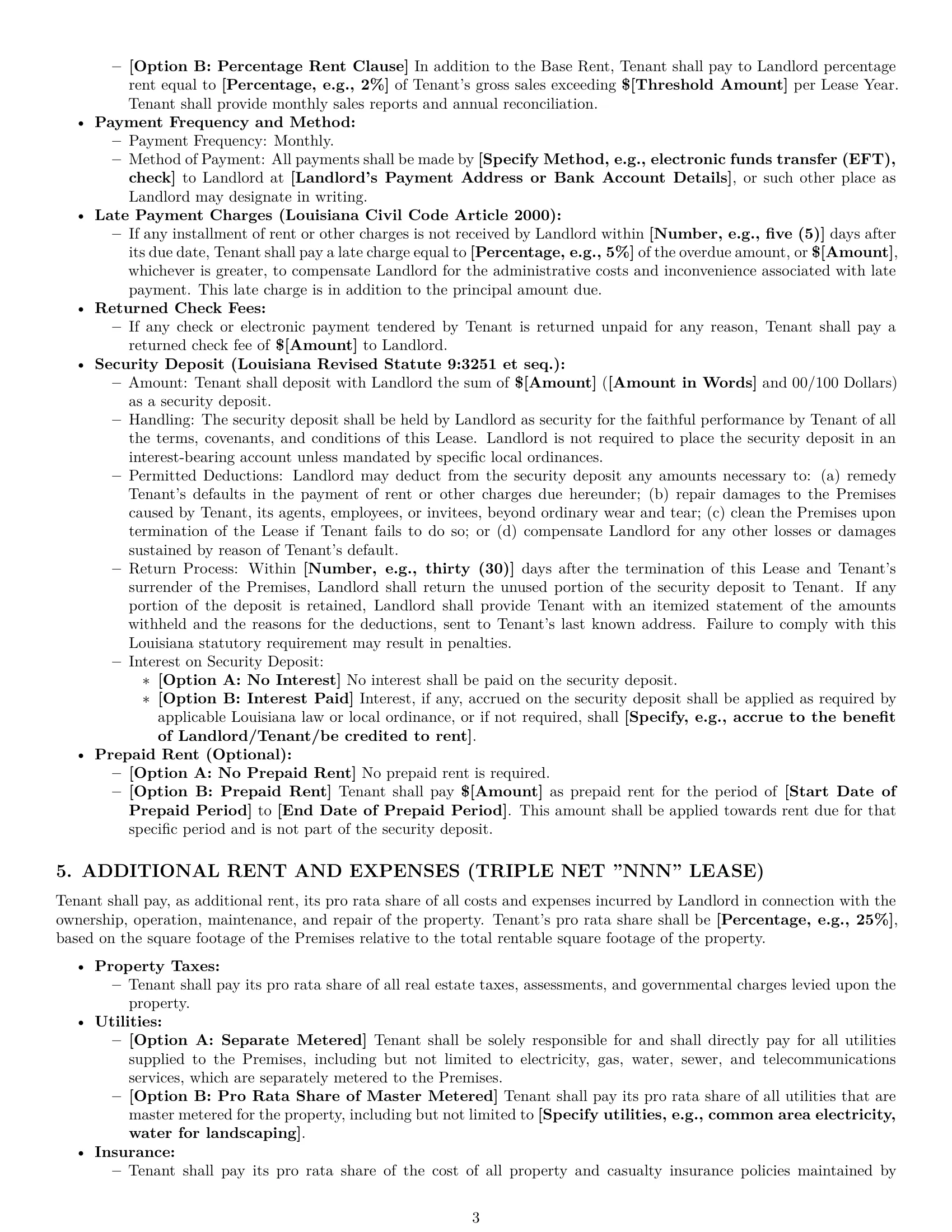 Preview page 3 of Pro Louisiana commercial lease agreement template